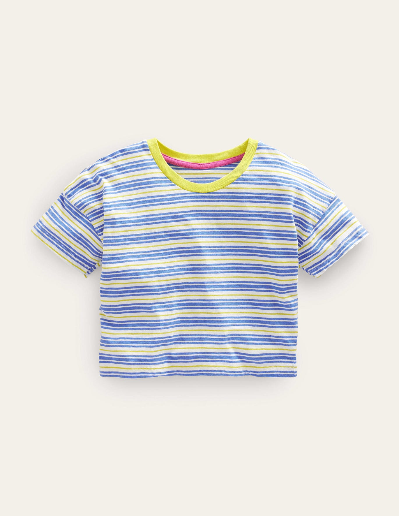 Boden Relaxed T-shirt - Penzance Blue/Neon Yellow