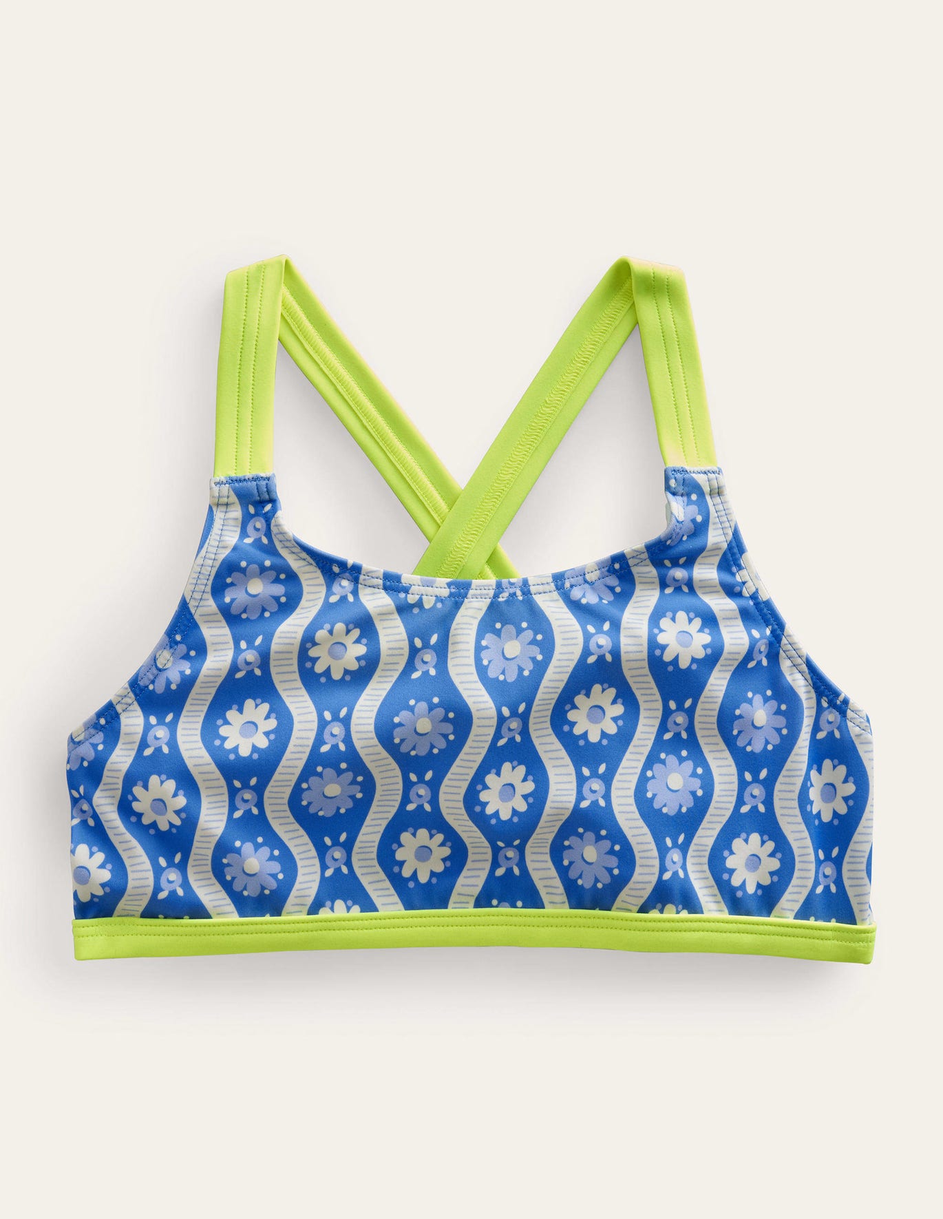 Boden Cross Back Bikini top - Penzance Blue Daisy Wave