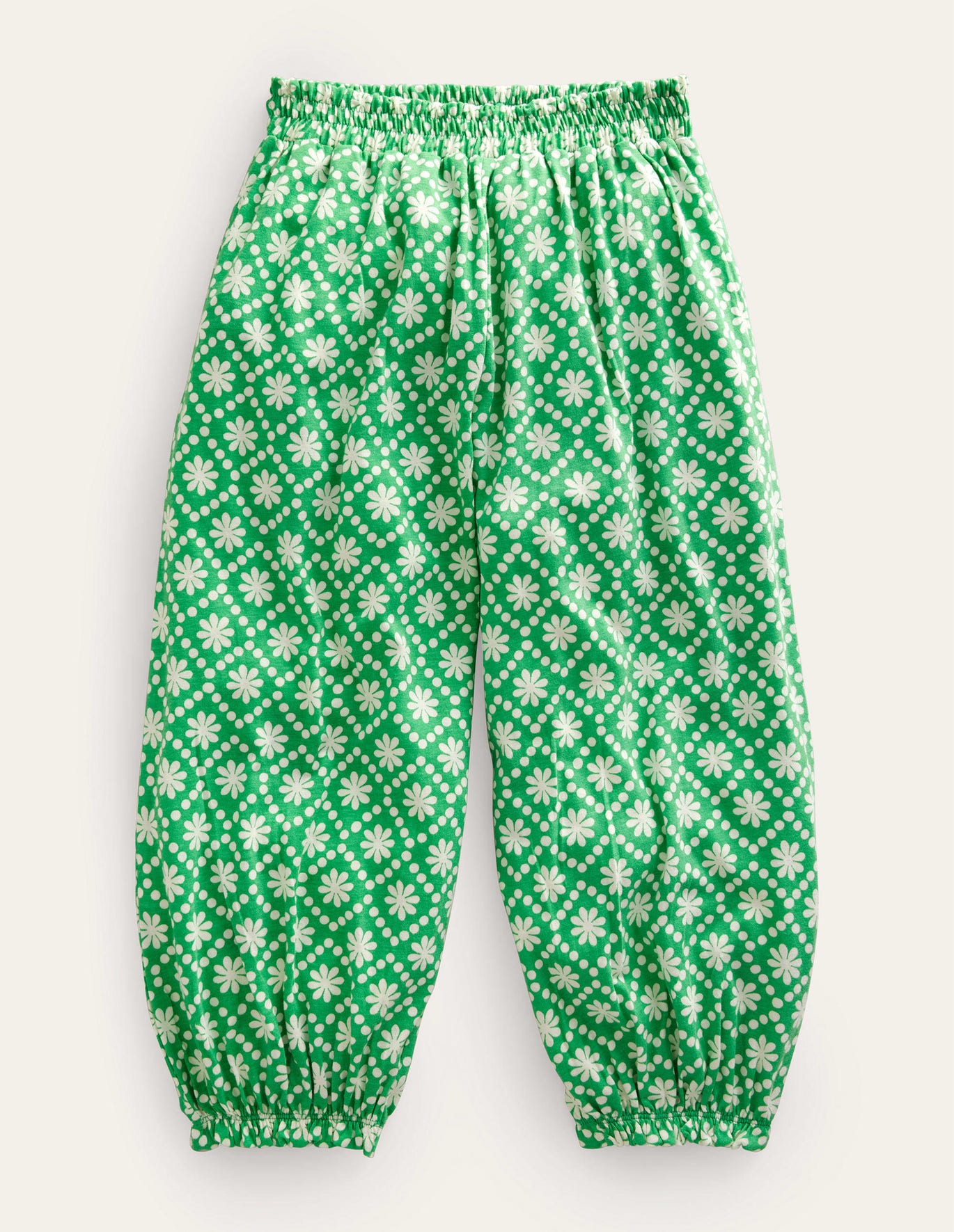 Boden Jersey Harem Pants - School Green Daisies