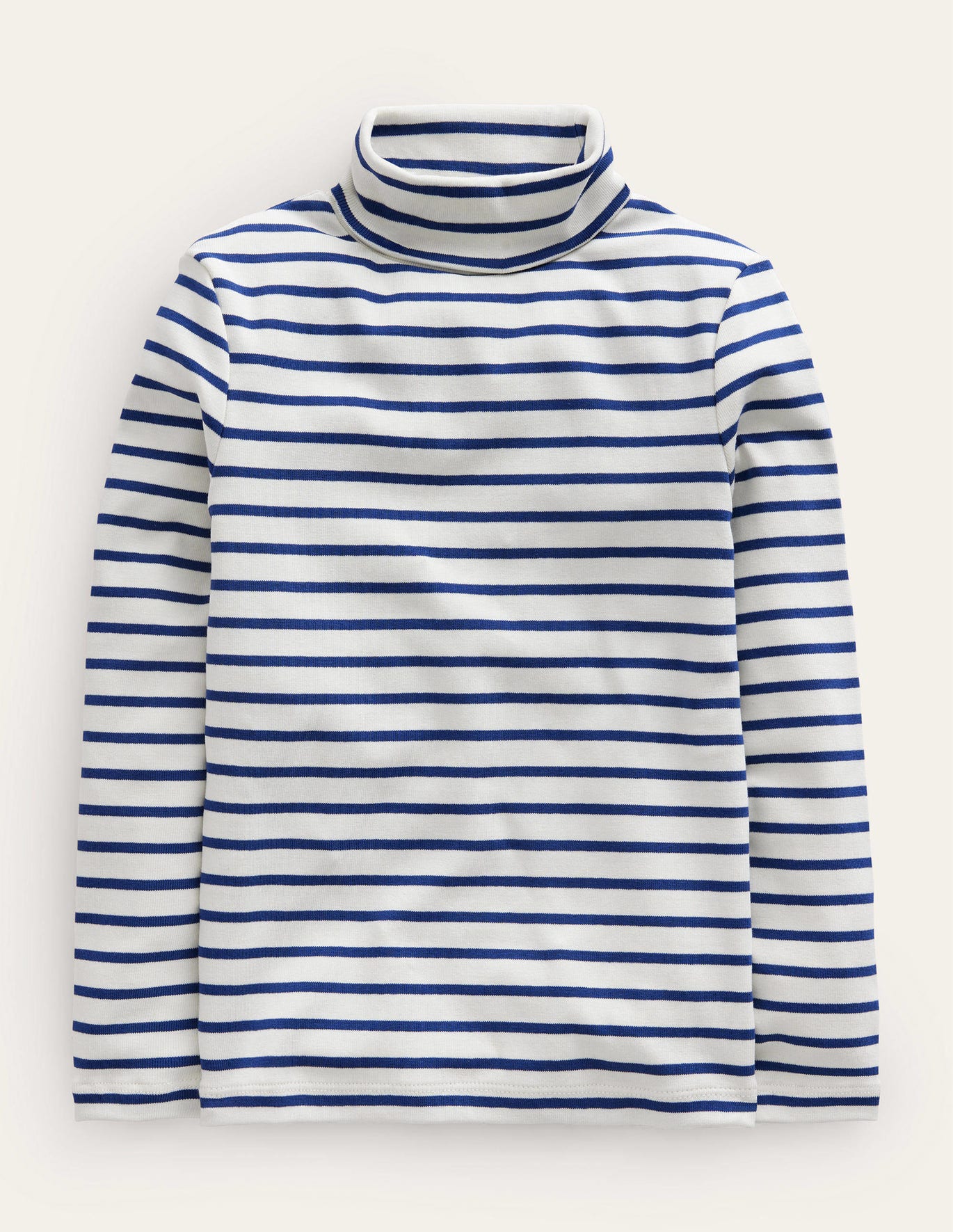 Boden Roll Neck Supersoft T-shirt - Navy/Ivory