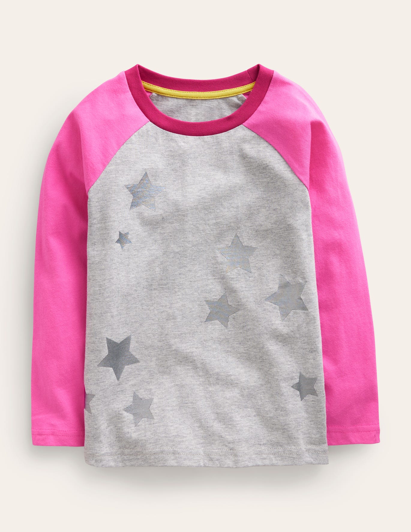 Boden Metallic Raglan T-shirt - Grey Marl Stars