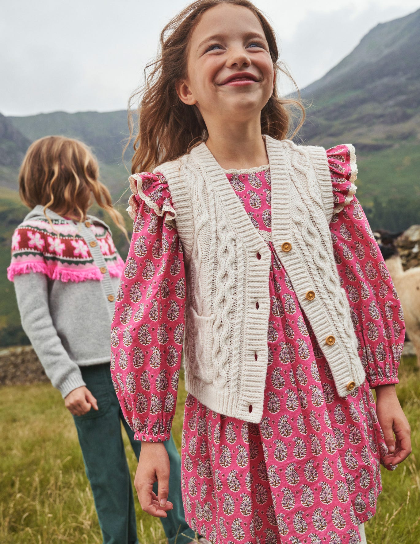 Boden Lace Trim Printed Dress - Mid Pink Paisley
