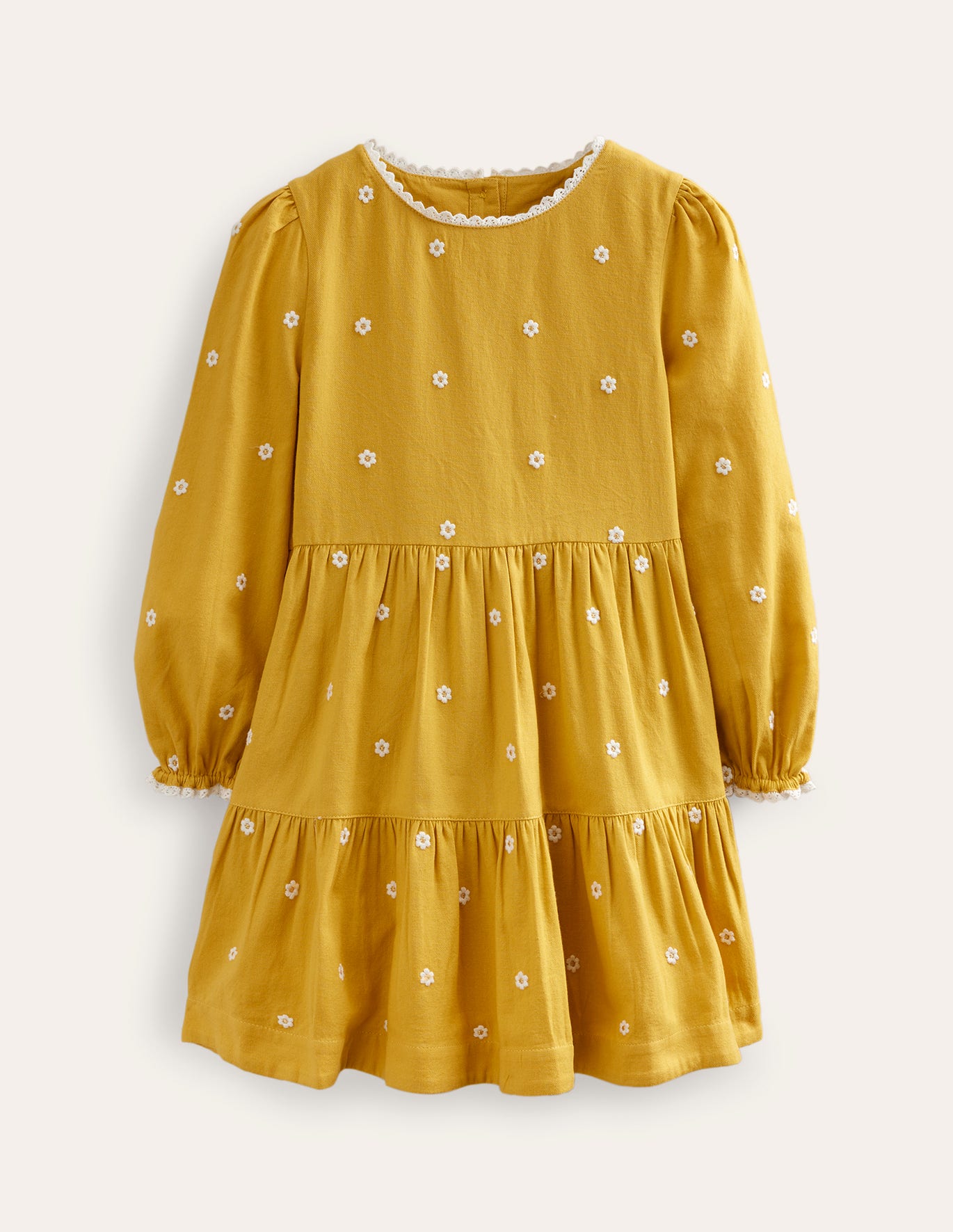 Boden Embroidered twirly Dress - Honeycomb Yellow Daisy