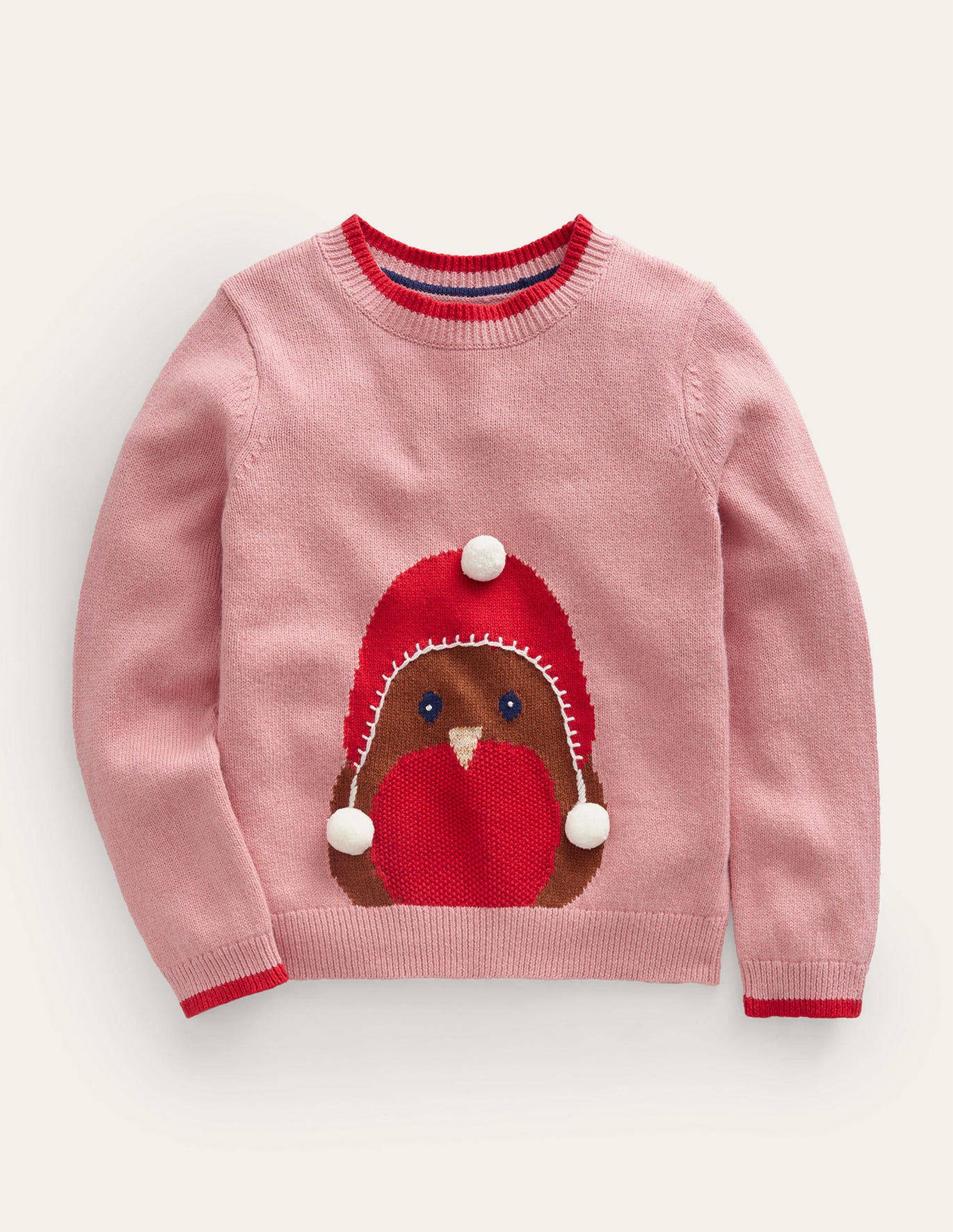 Boden Novelty Sweater - Almond Pink Robin