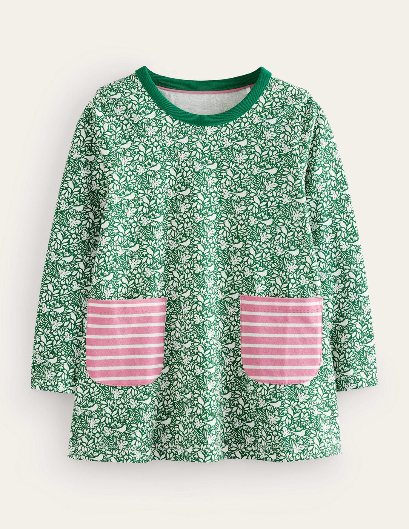 Boden Printed Tunic - Veridian Green Robins