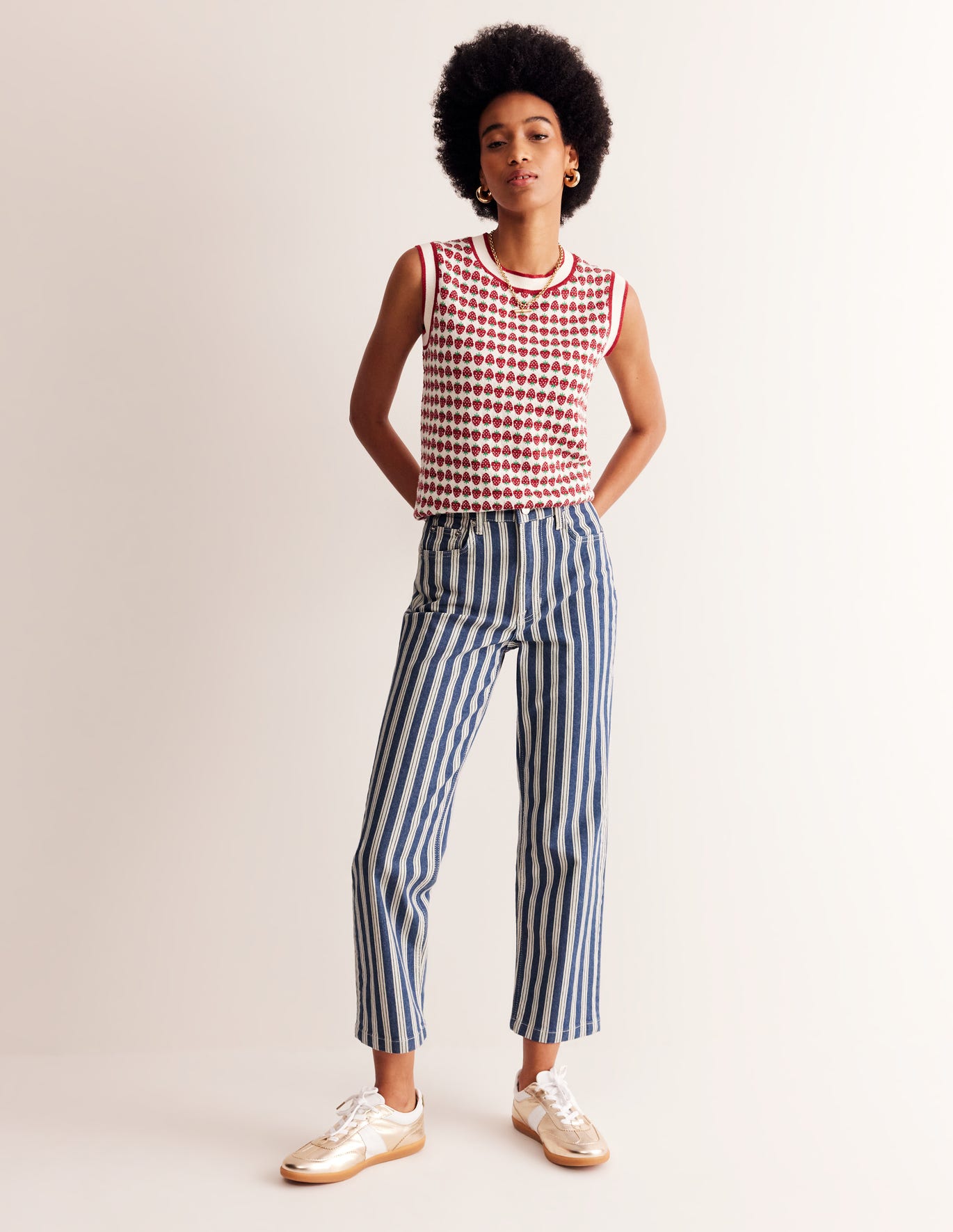 Boden Striped Straight Jeans