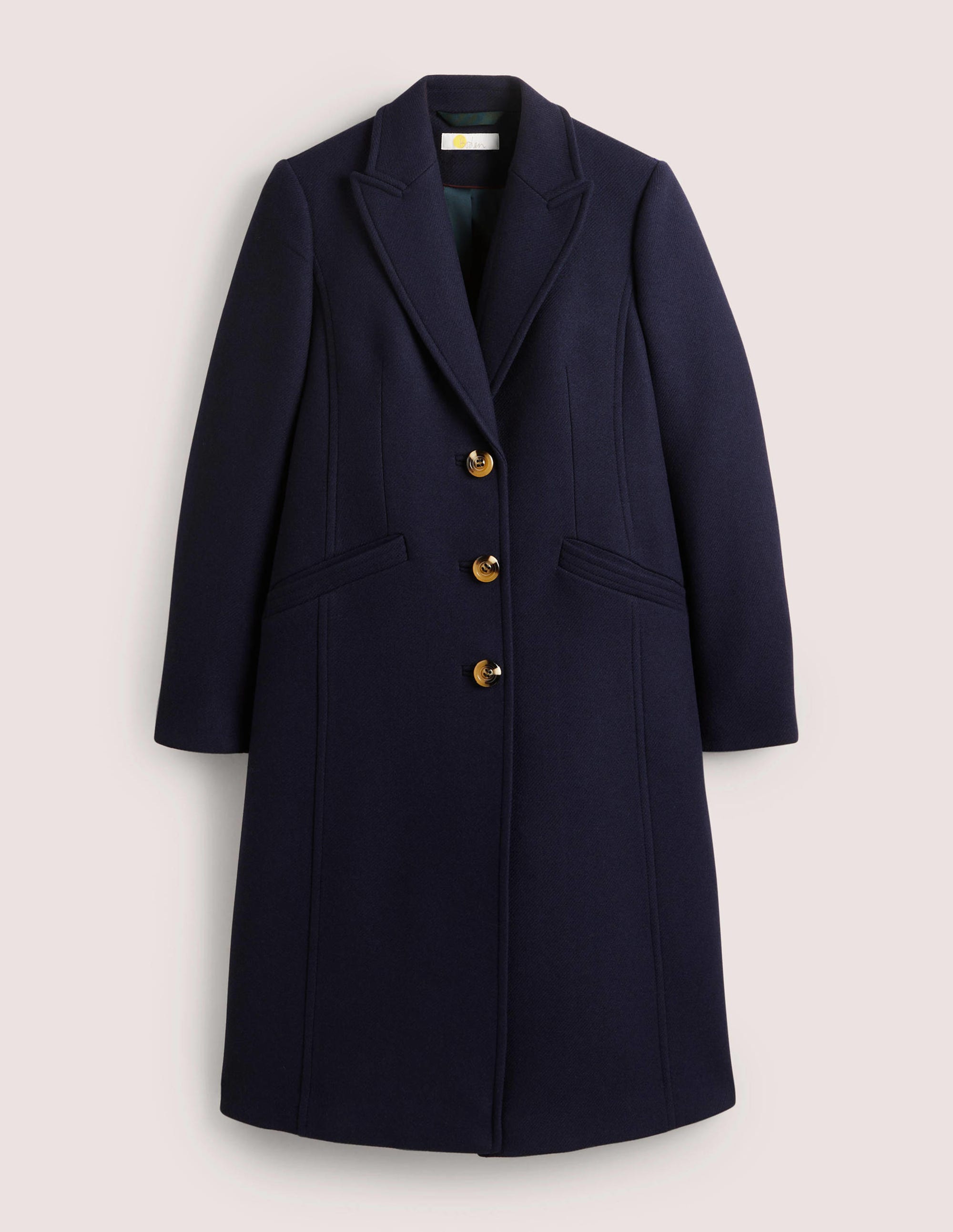 Manteau ajusté en laine mélangée Femme Boden, Bleu marine