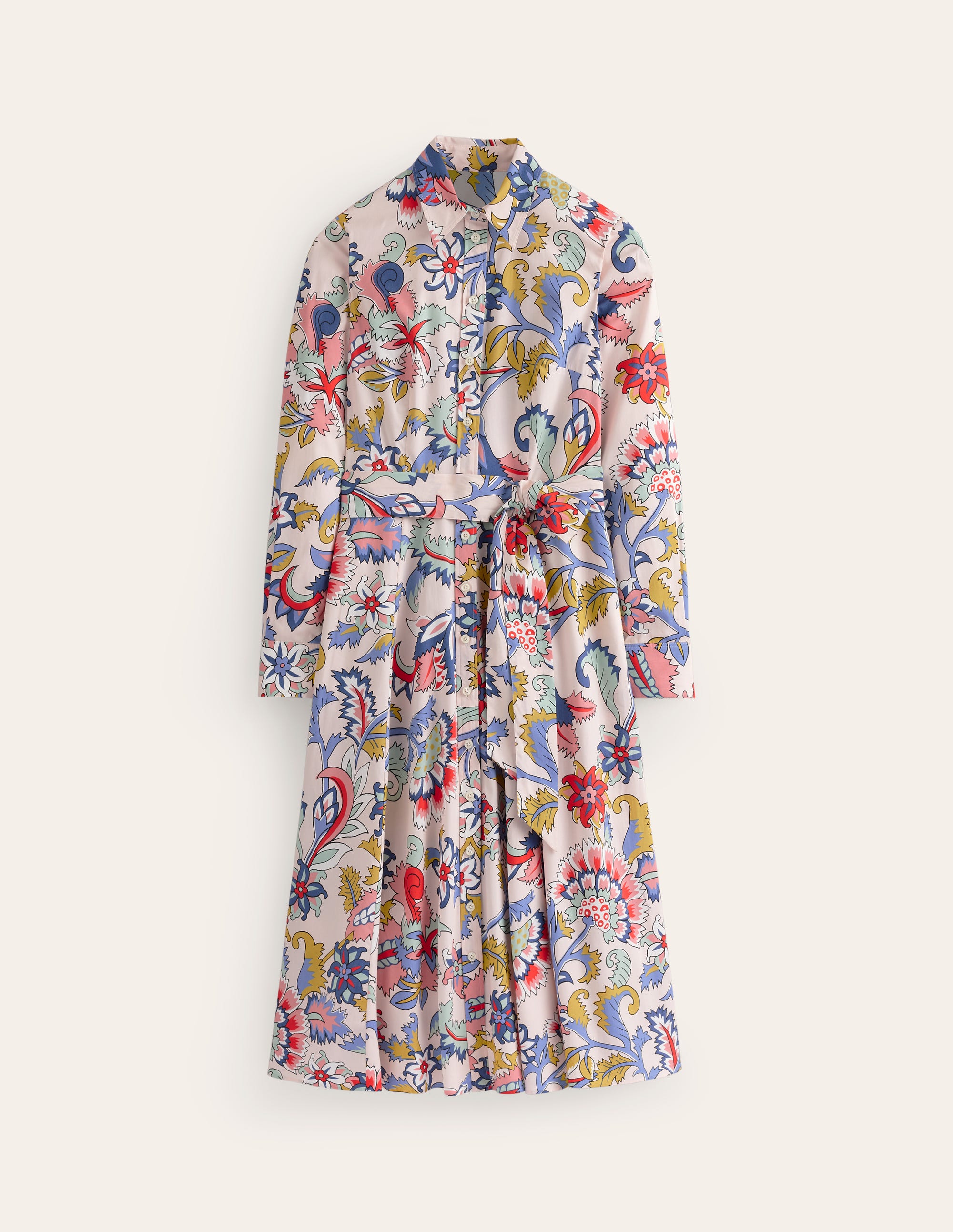 Robe chemise midi Amy en coton Ivoire motif Spring Crop Boden FR