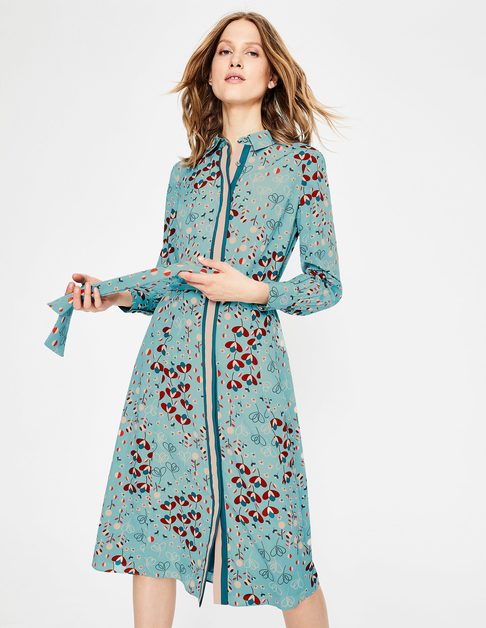 navy silk shirt dress