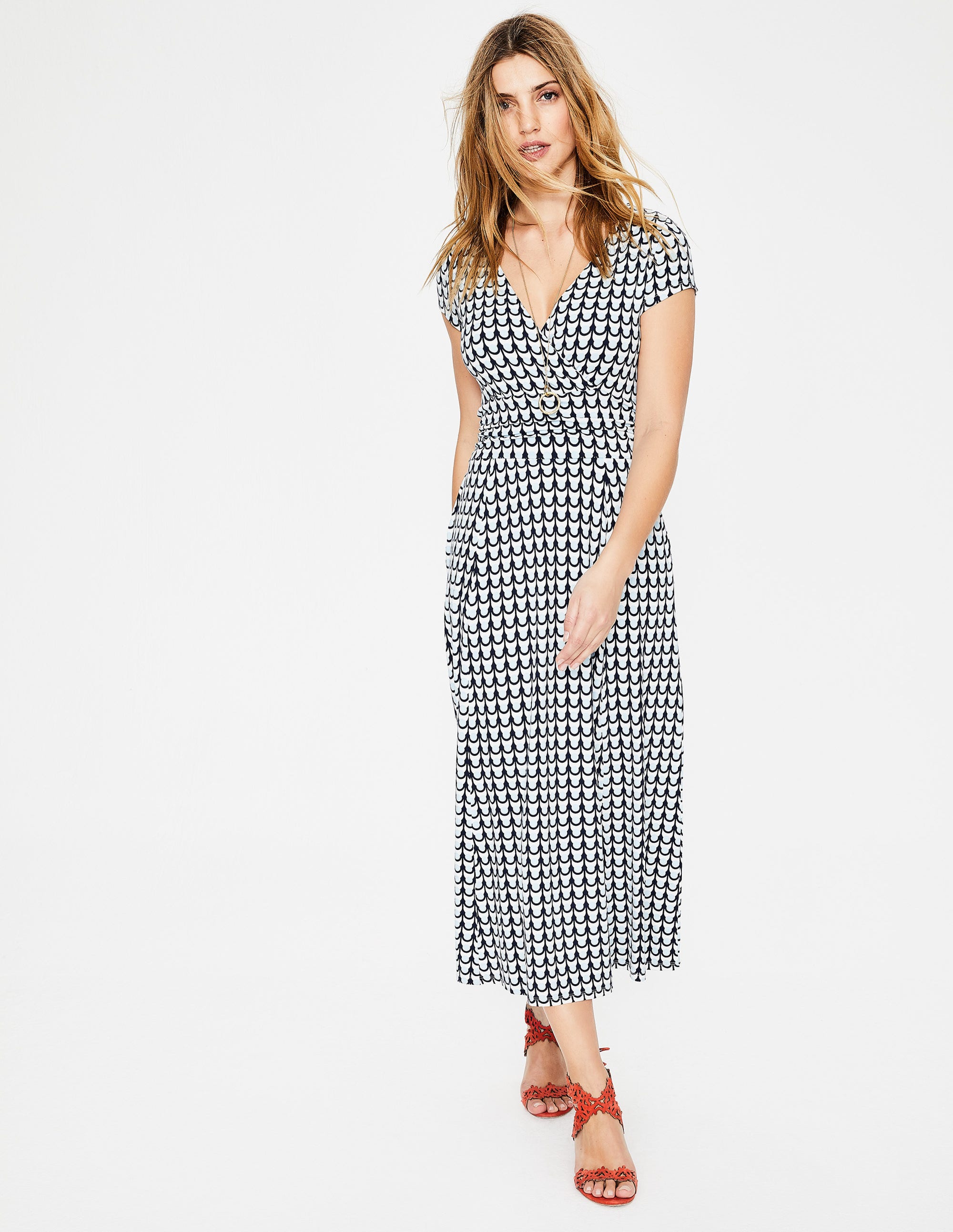 Lily Jersey Dress - Ice Grey Retro Spot 