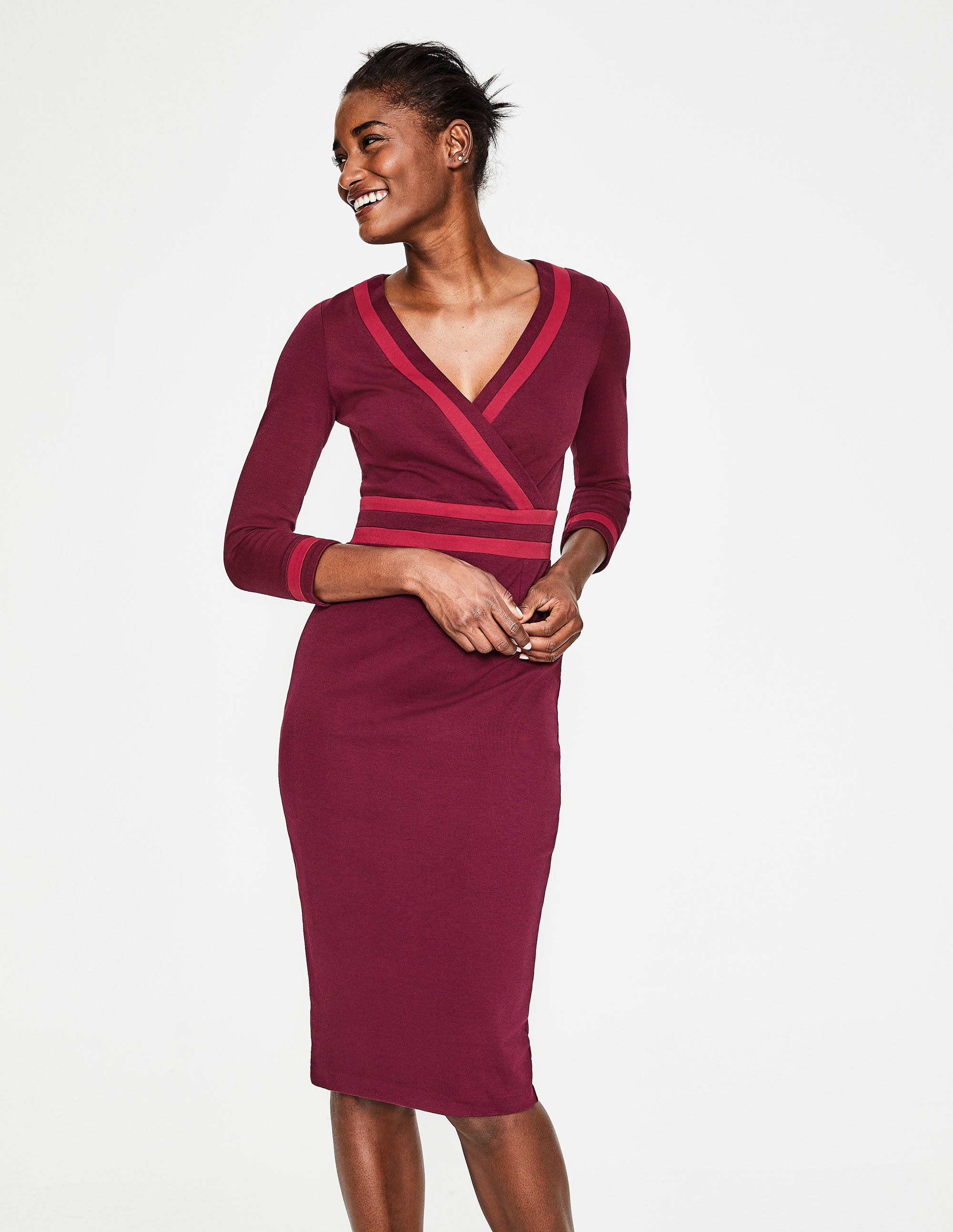 Nellie Ponte Dress - Mulled Wine | Boden US