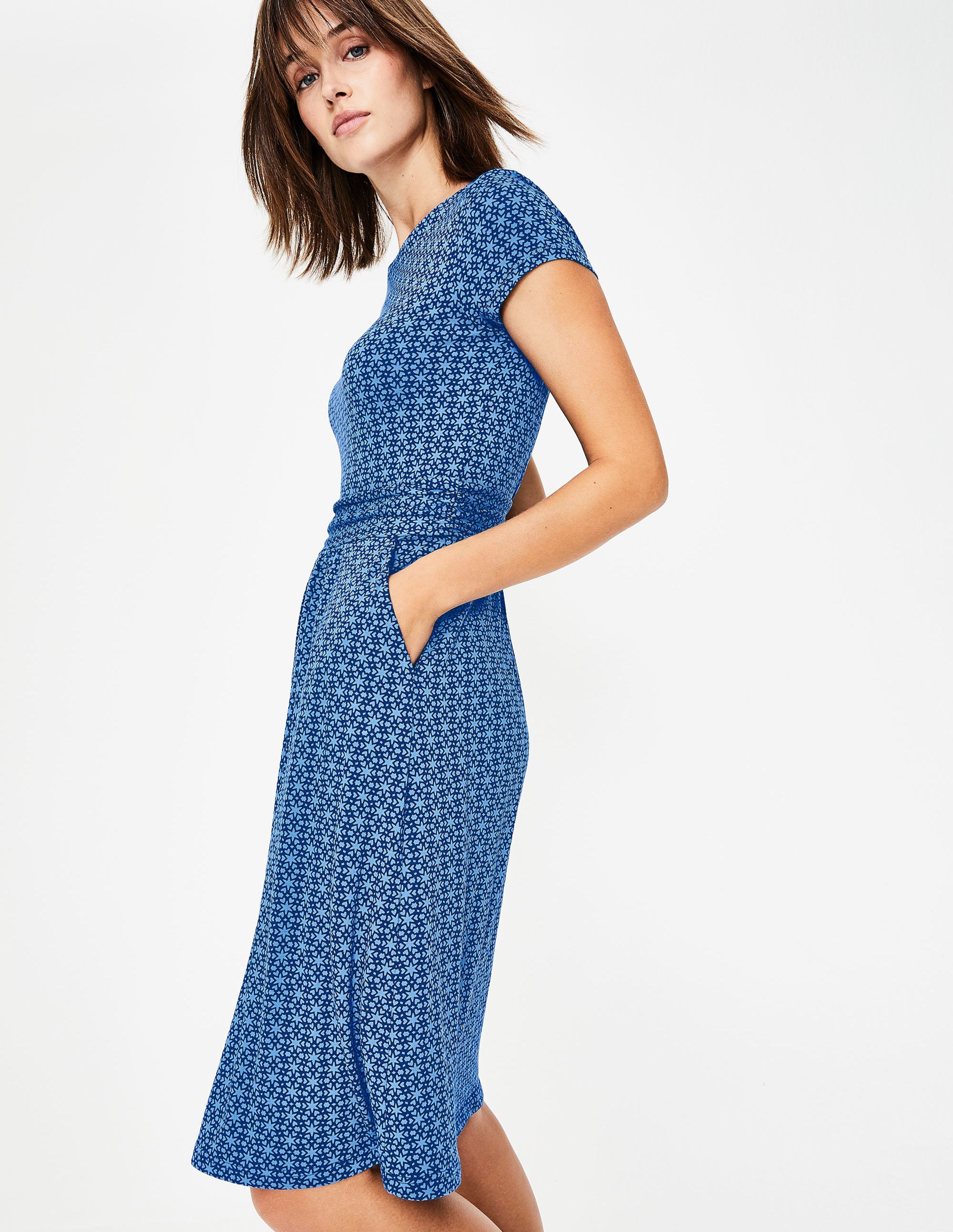 Amelie Jersey Dress Cabin/Navy Mosaic Tile Boden US