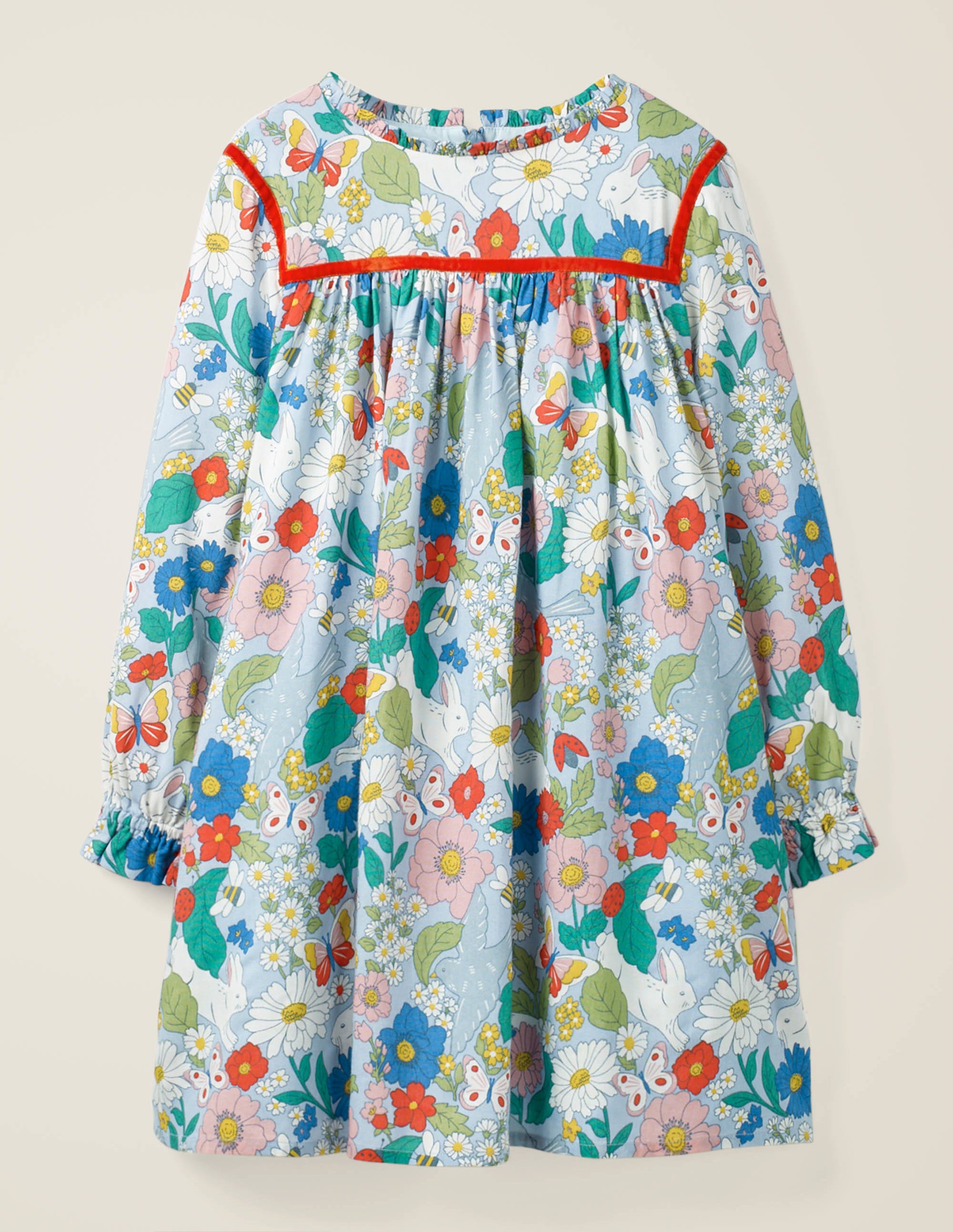 Boden Frill Neck Printed Dress –