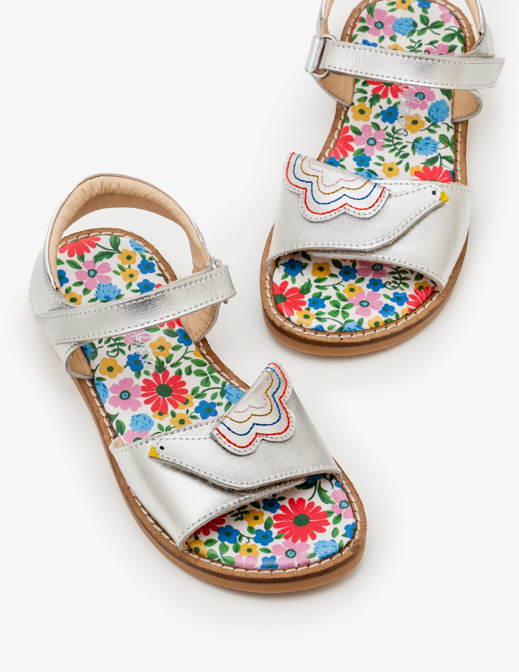 Sandales matelassées en cuir SLV Fille Boden, Silver
