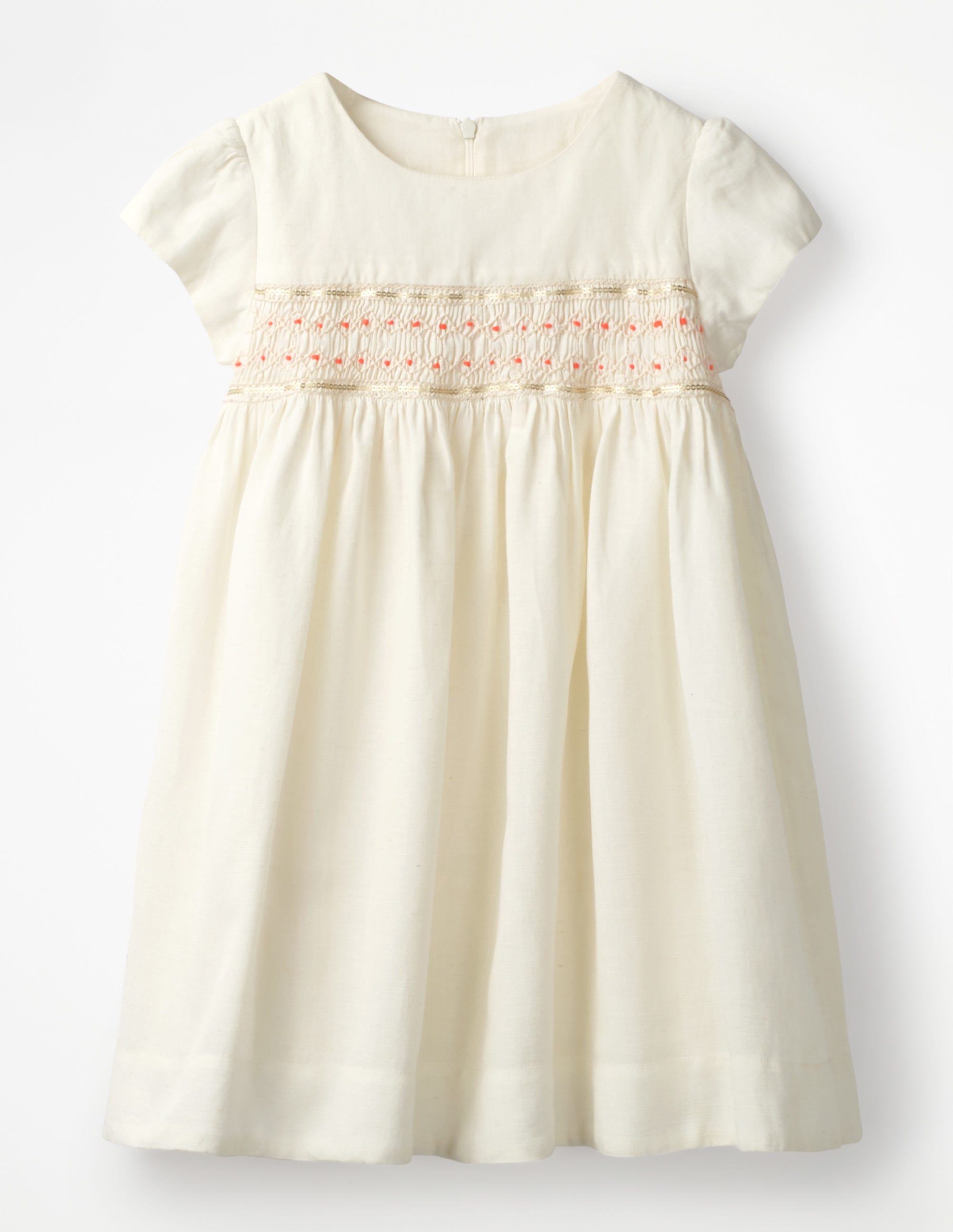 Jolie robe à smocks IVO Fille Boden, Ivory