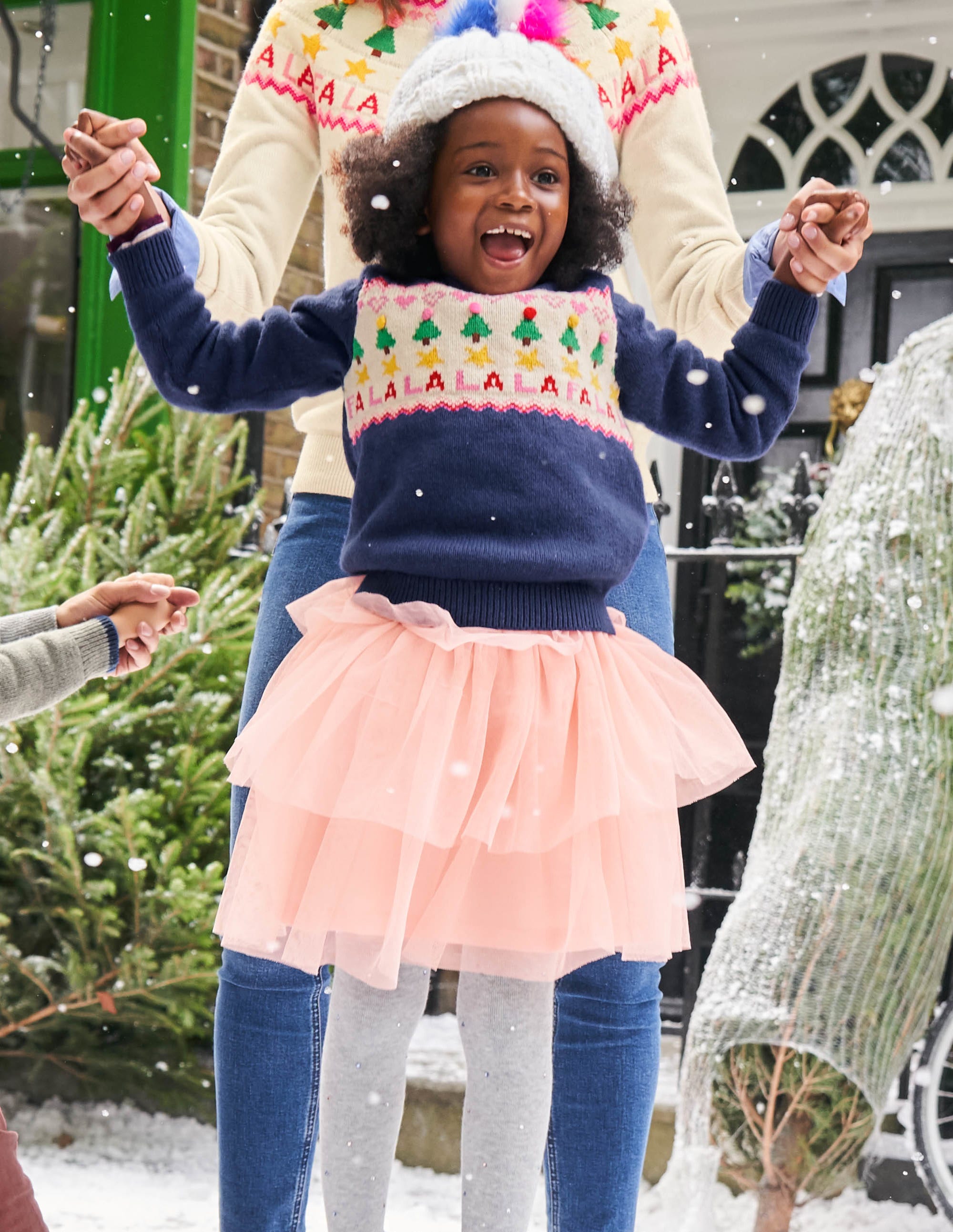 Cosy Christmas Day Jumper - College Blue Falalala | Boden US