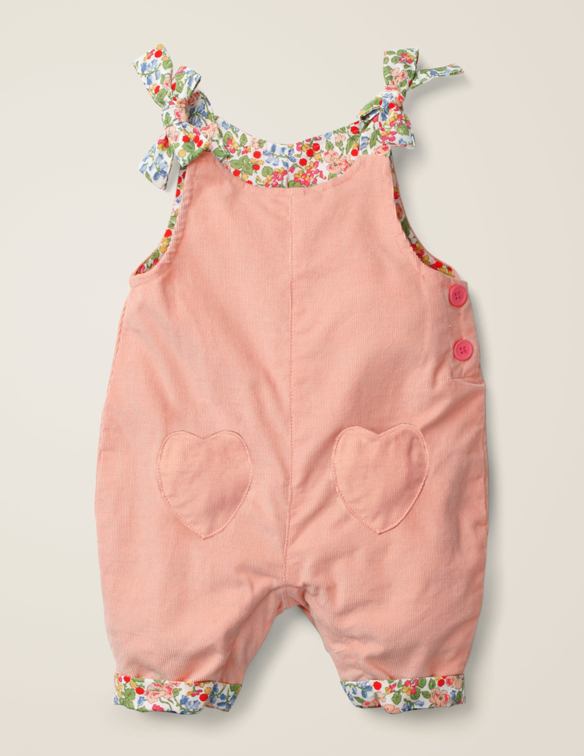 Salopette en velours côtelé à poche motif cœur CHK Bébé Boden, Pink