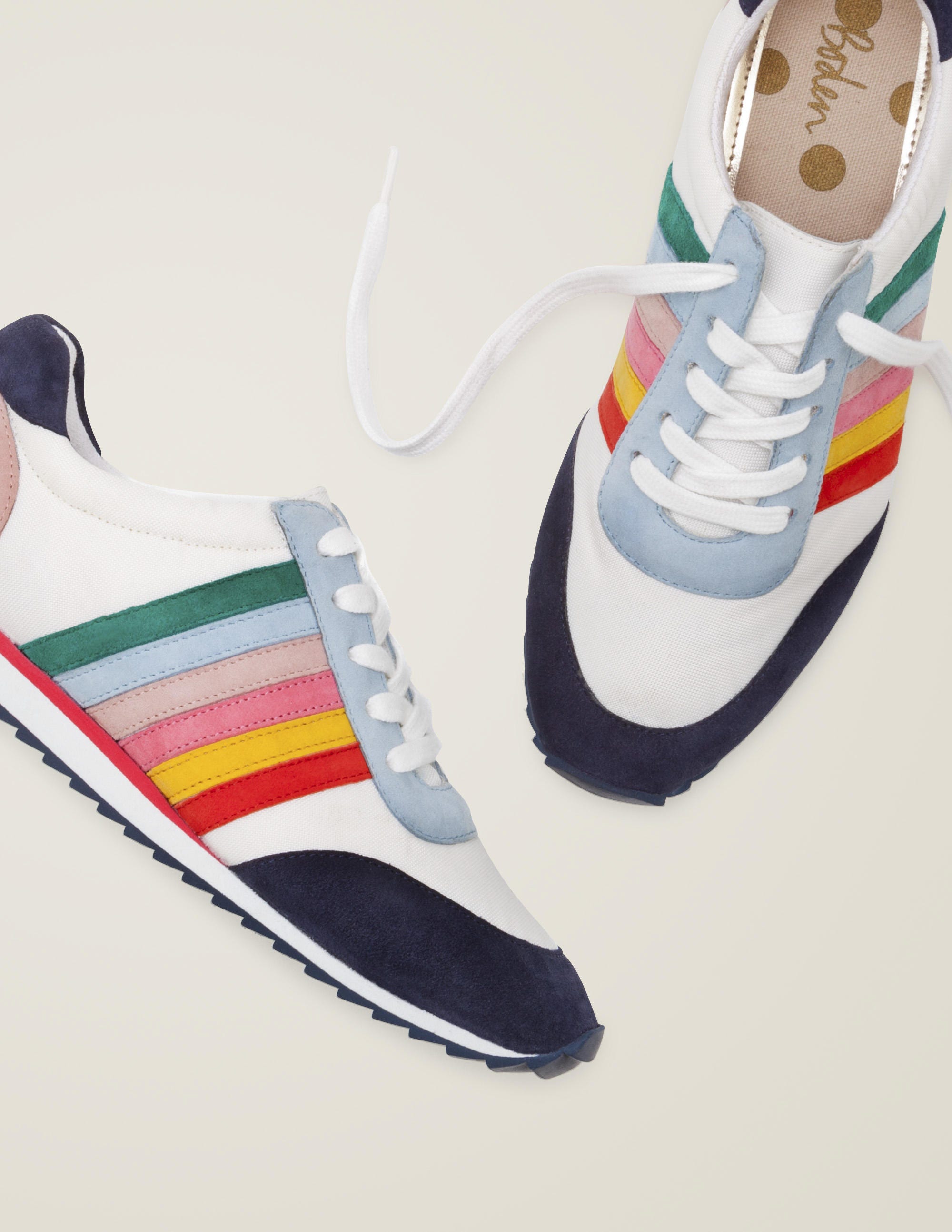Striped Trainers - White and Rainbow 