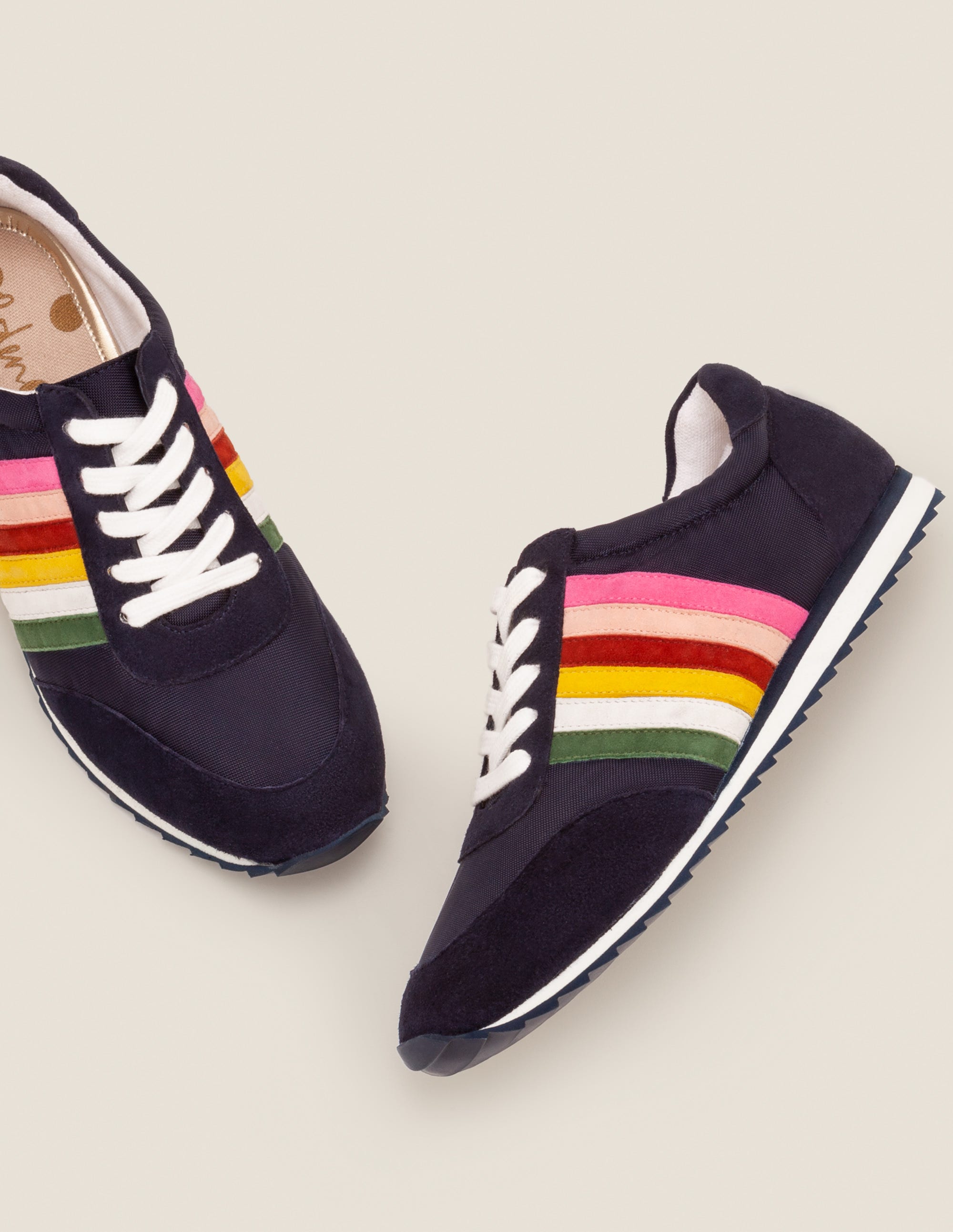 Striped Trainers - White and Rainbow 