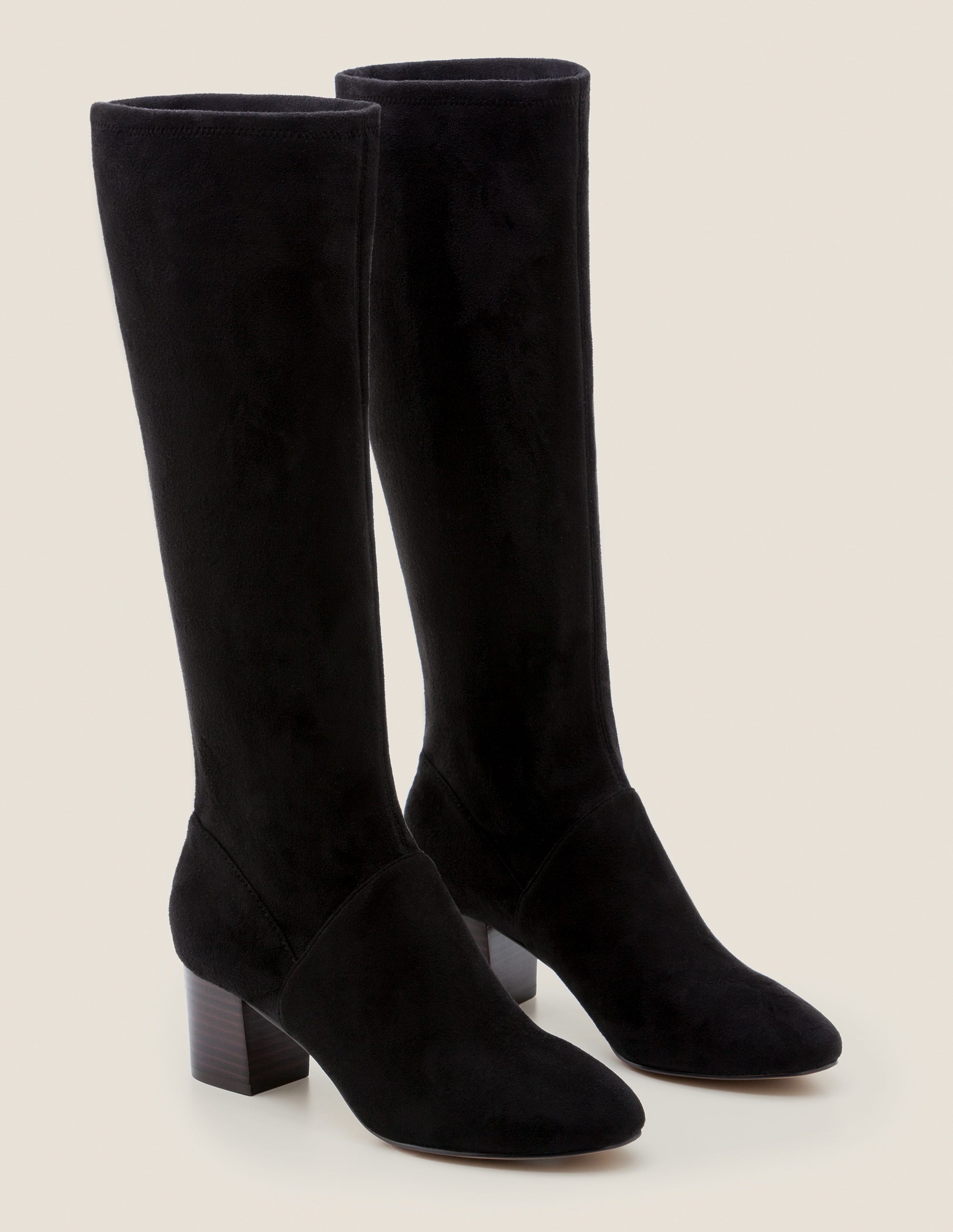 Round Toe Stretch Boots - Black | Boden US