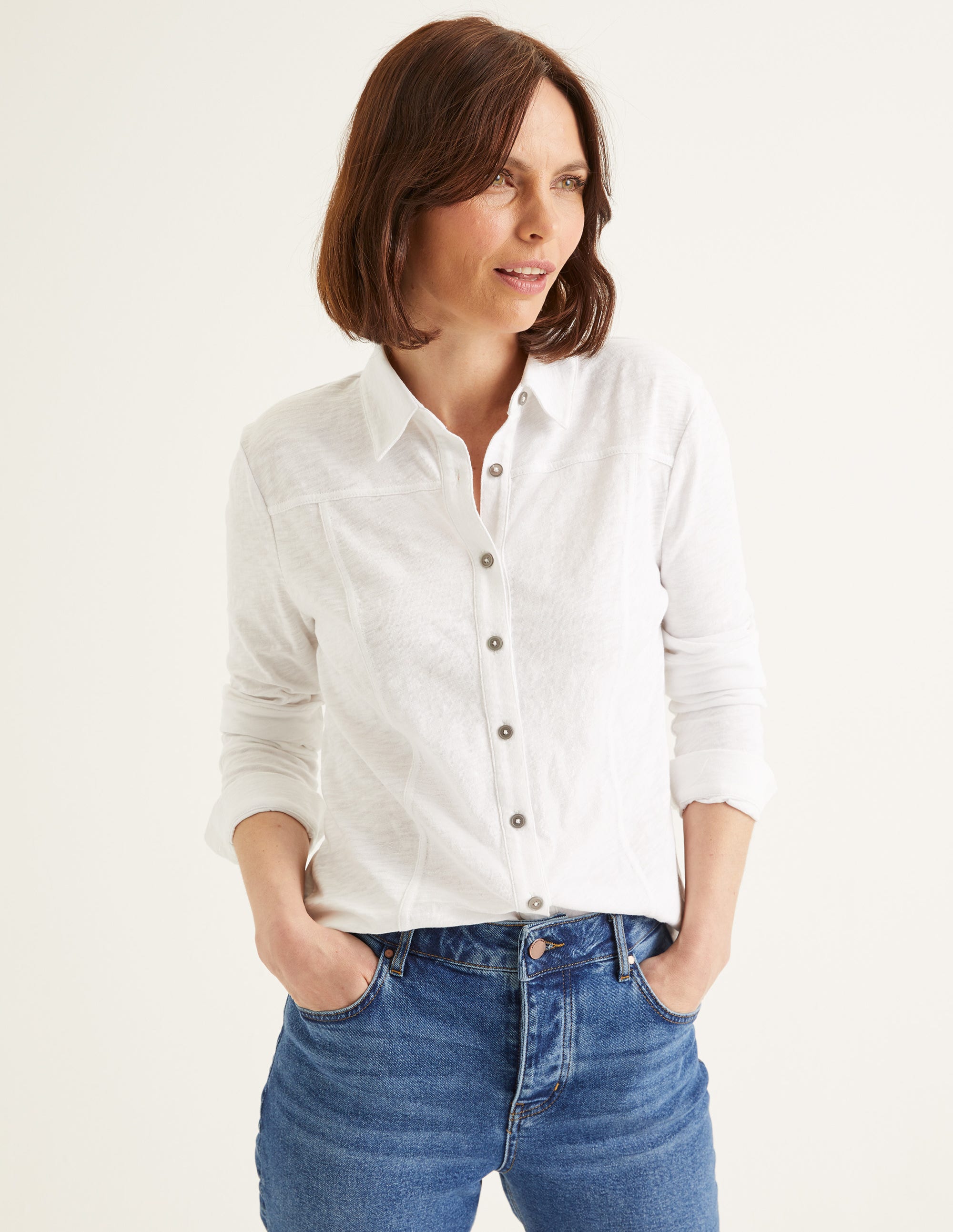 Tara Jersey Shirt - White | Boden UK