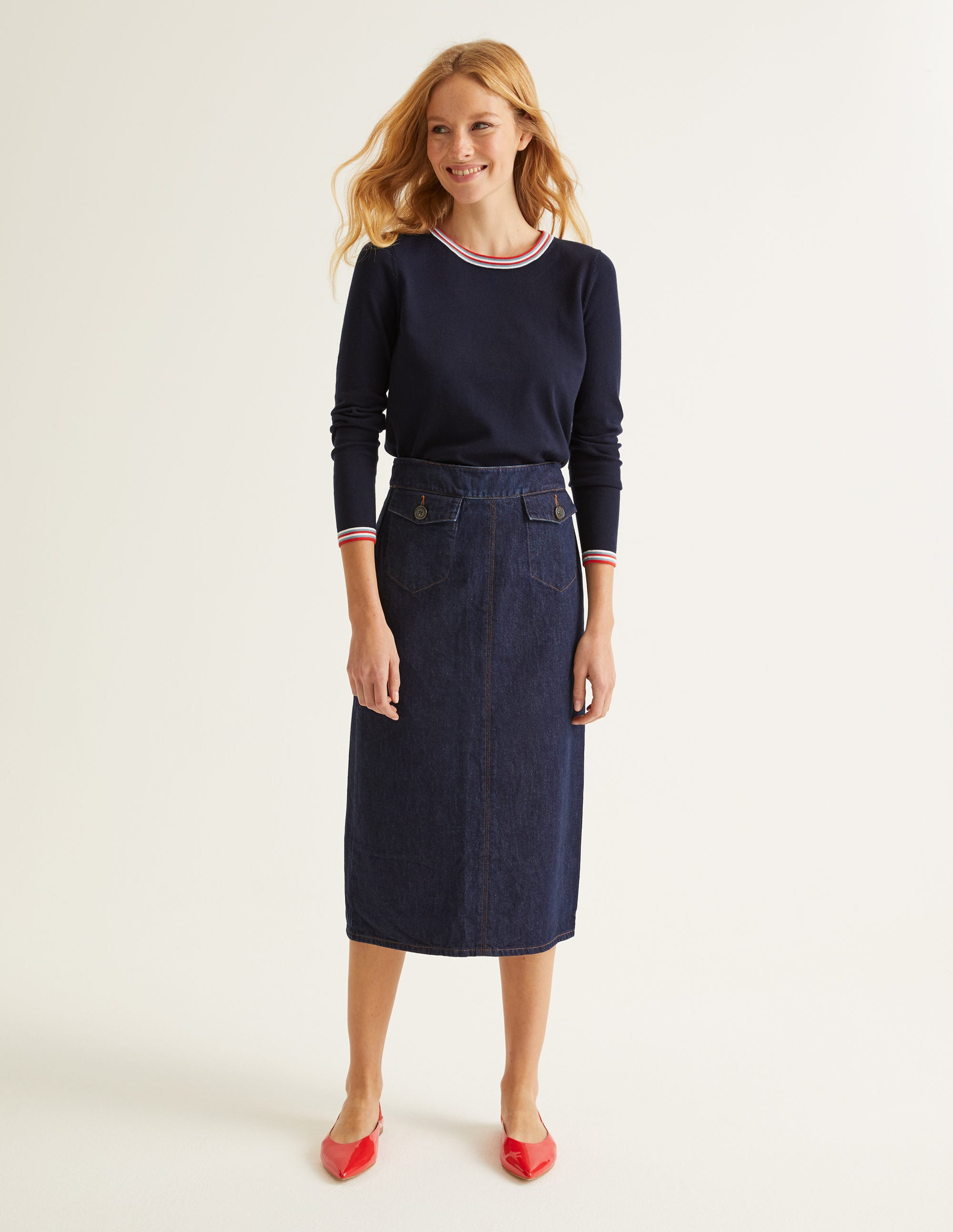 Natalie Midi Skirt - Rinse Indigo 