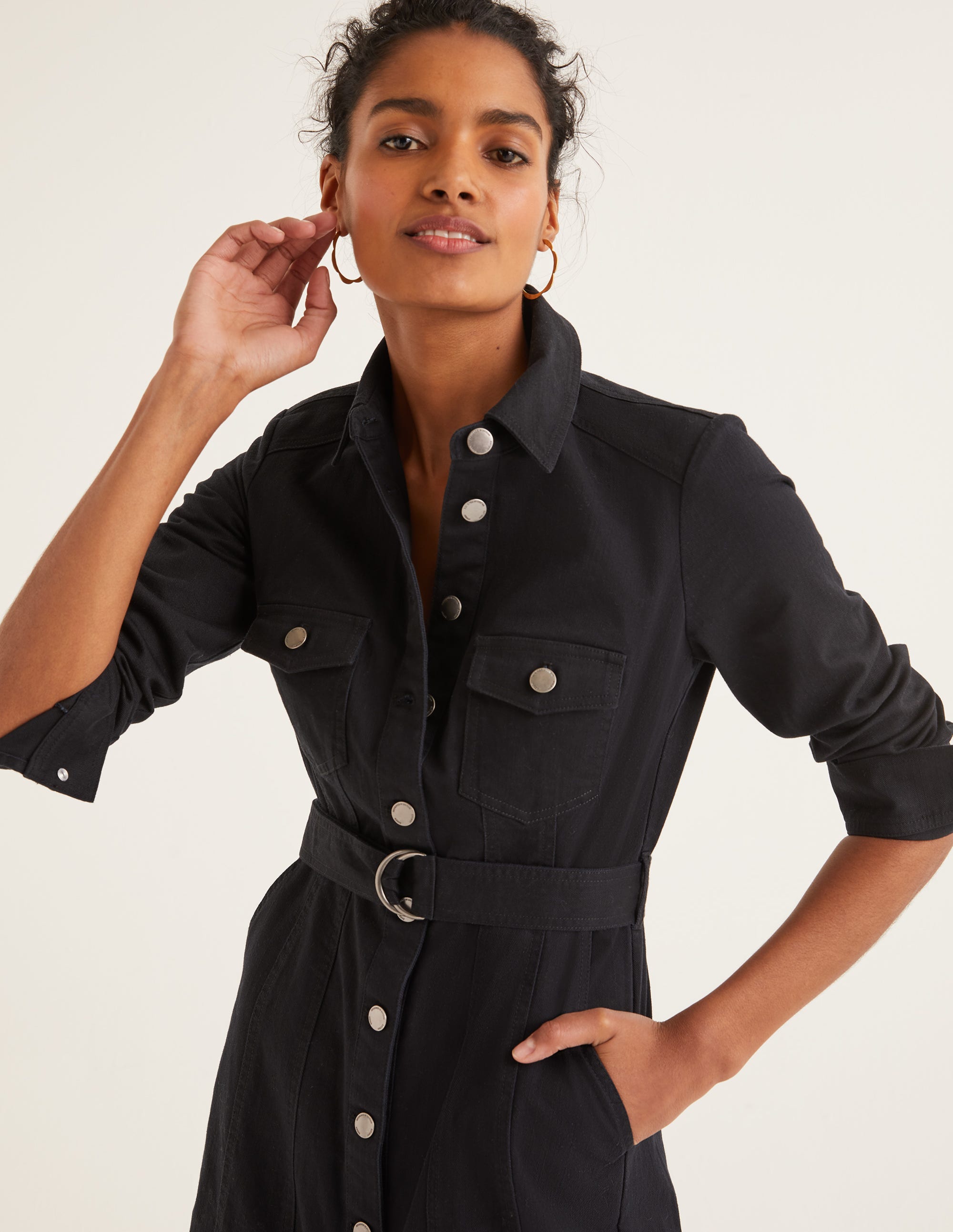 dark denim shirt dress