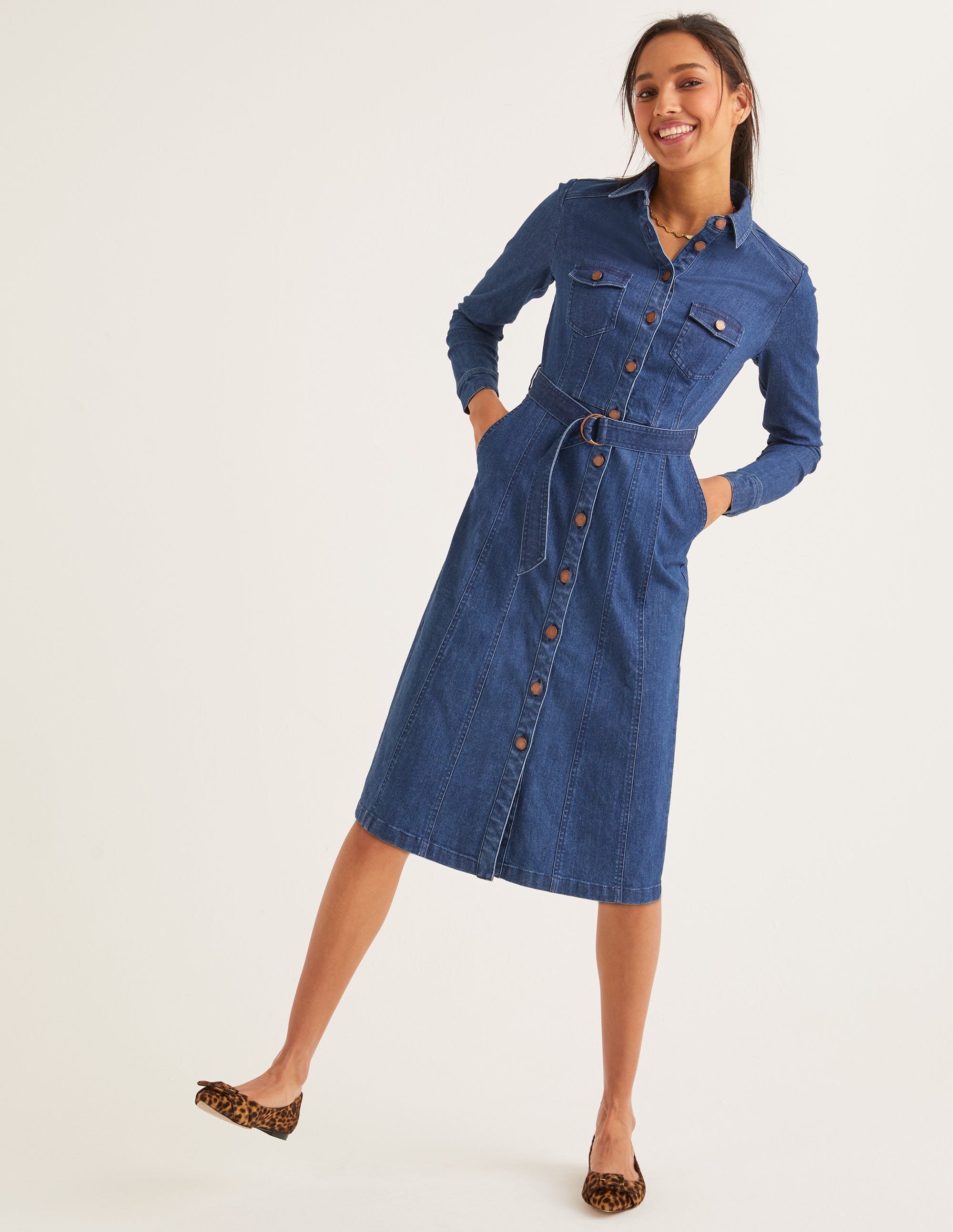 Lena Denim Shirt Dress - Black | Boden US