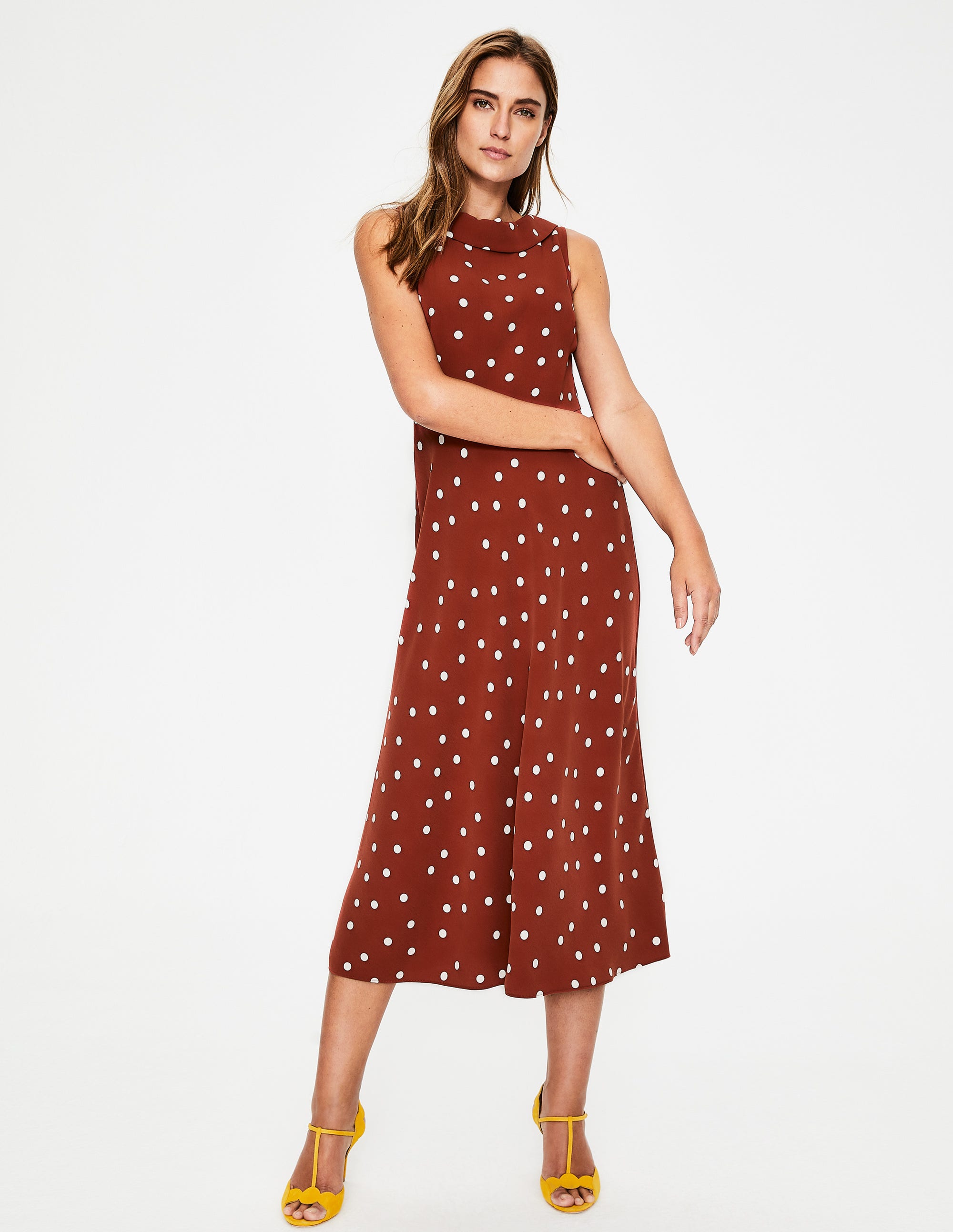 Robe Midi Clarissa - Pois marron & ivoire