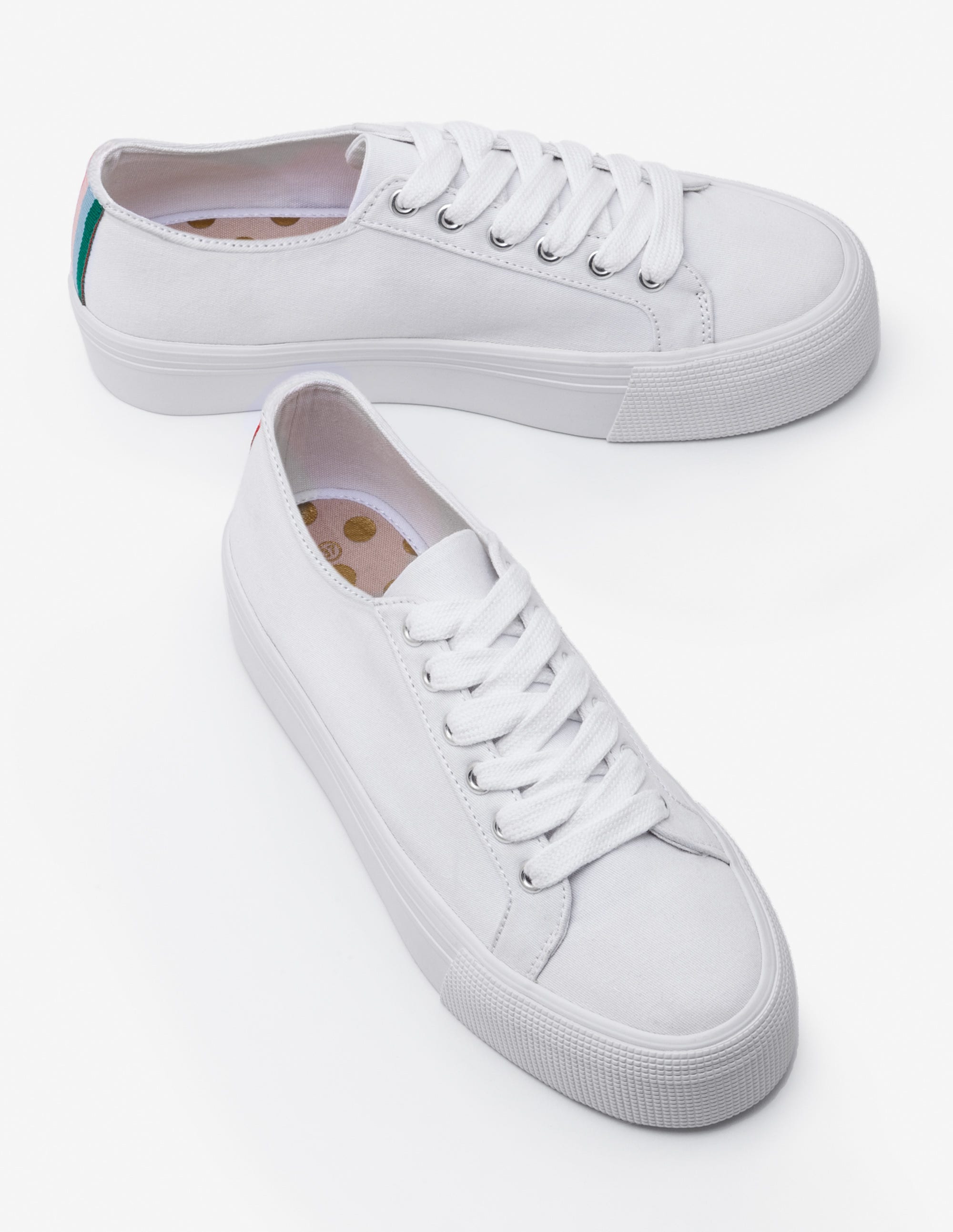 Canvas Flatform Plimsolls White Boden UK