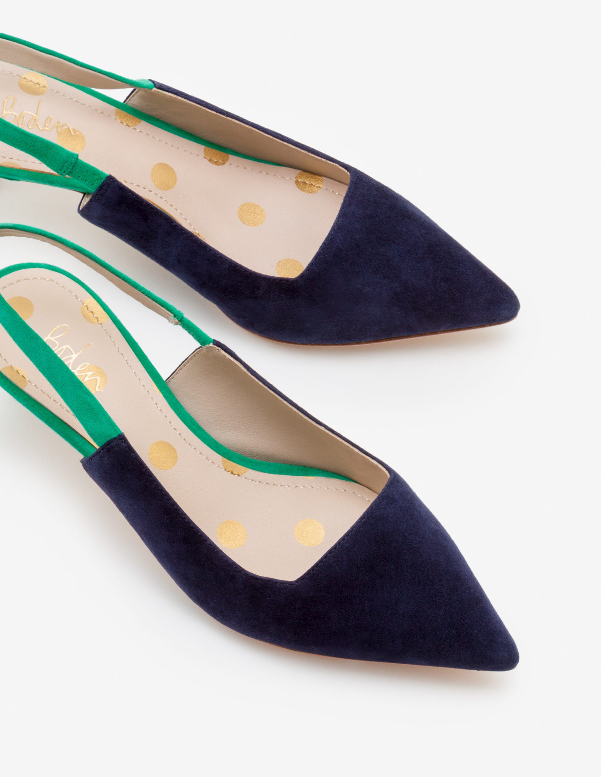 navy blue kitten heel slingbacks