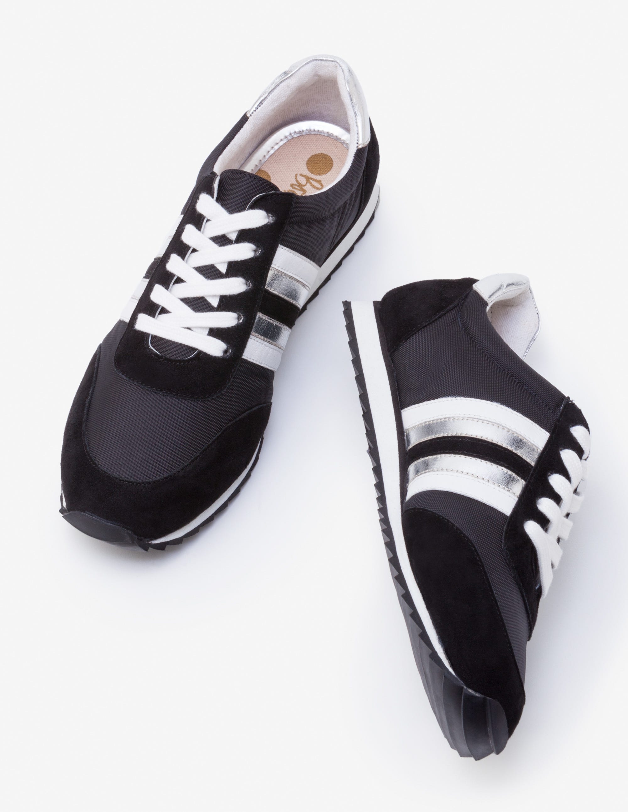 white shoes with rainbow stripe