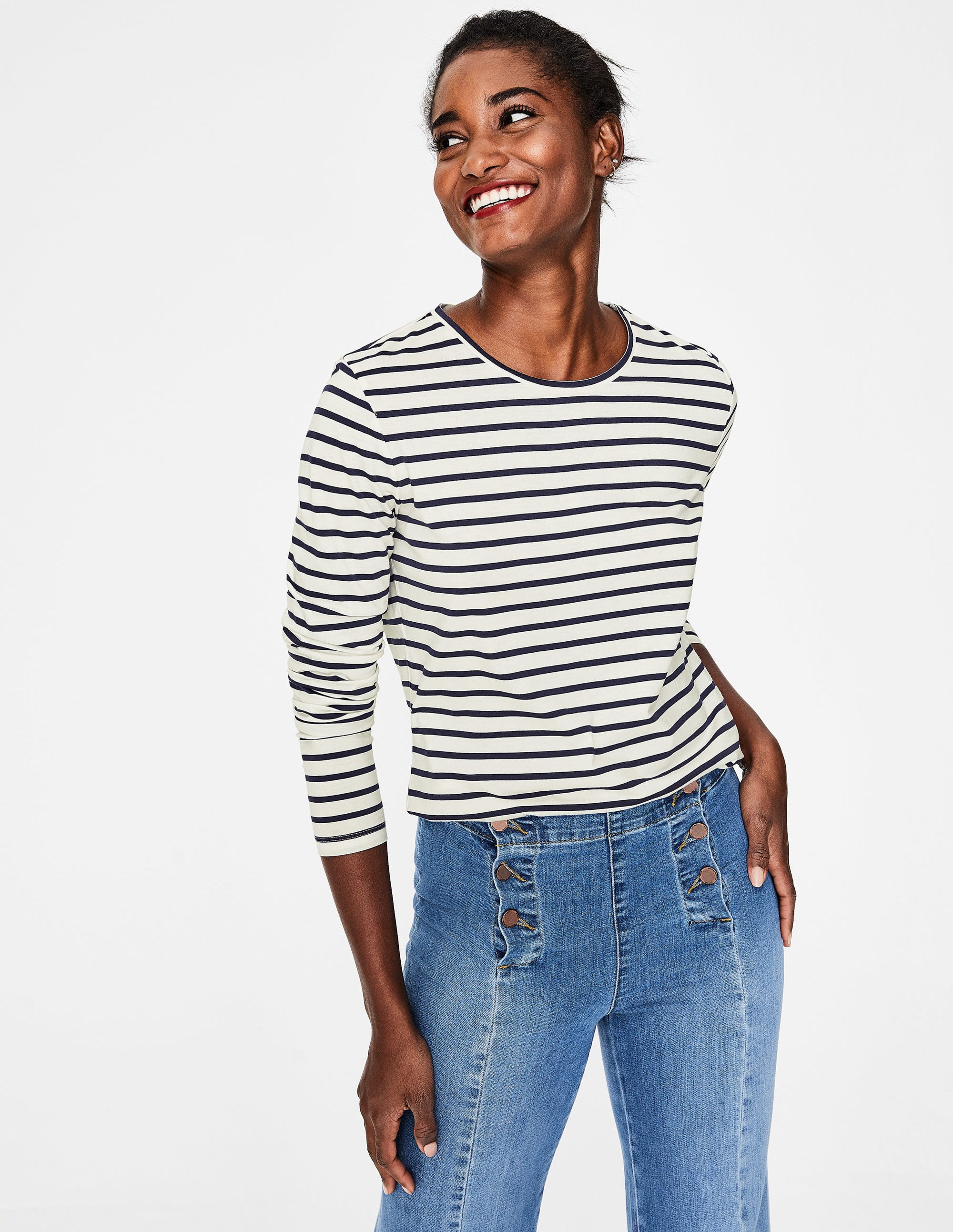 T-shirt à col rond ultra-doux IVO Femme Boden, Ivory