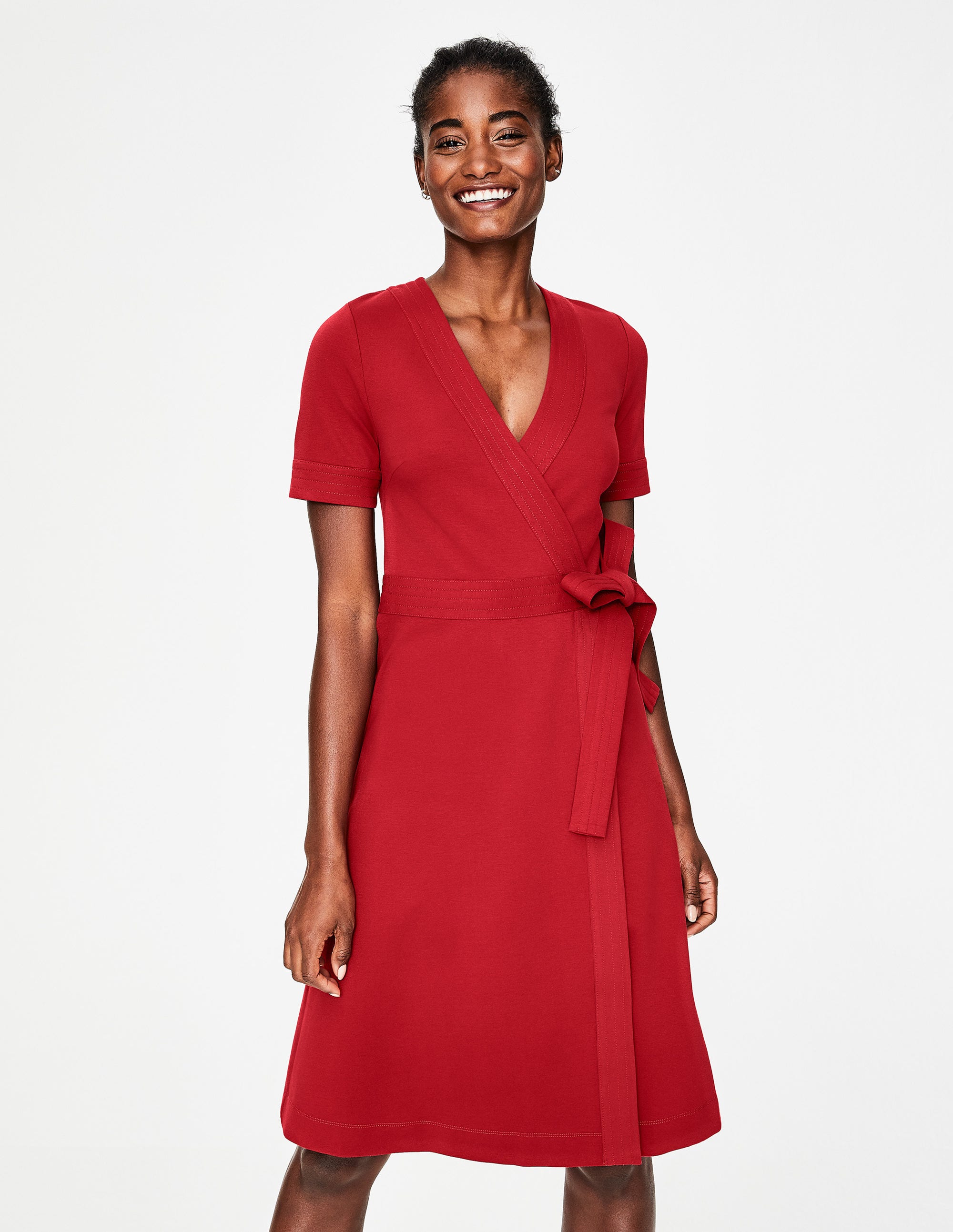 Mira Ponte Wrap Dress - Poinsettia 