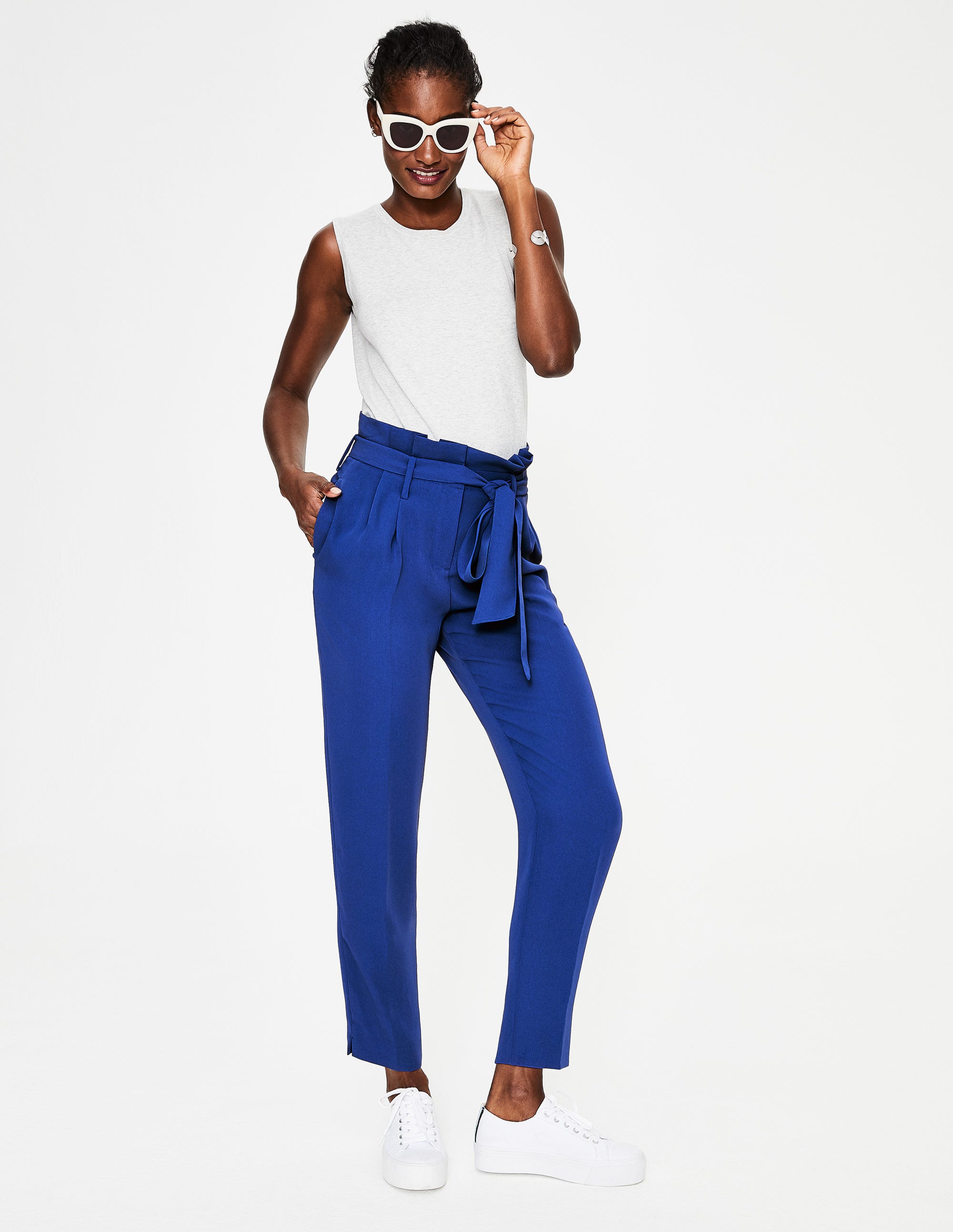 denim paperbag trousers