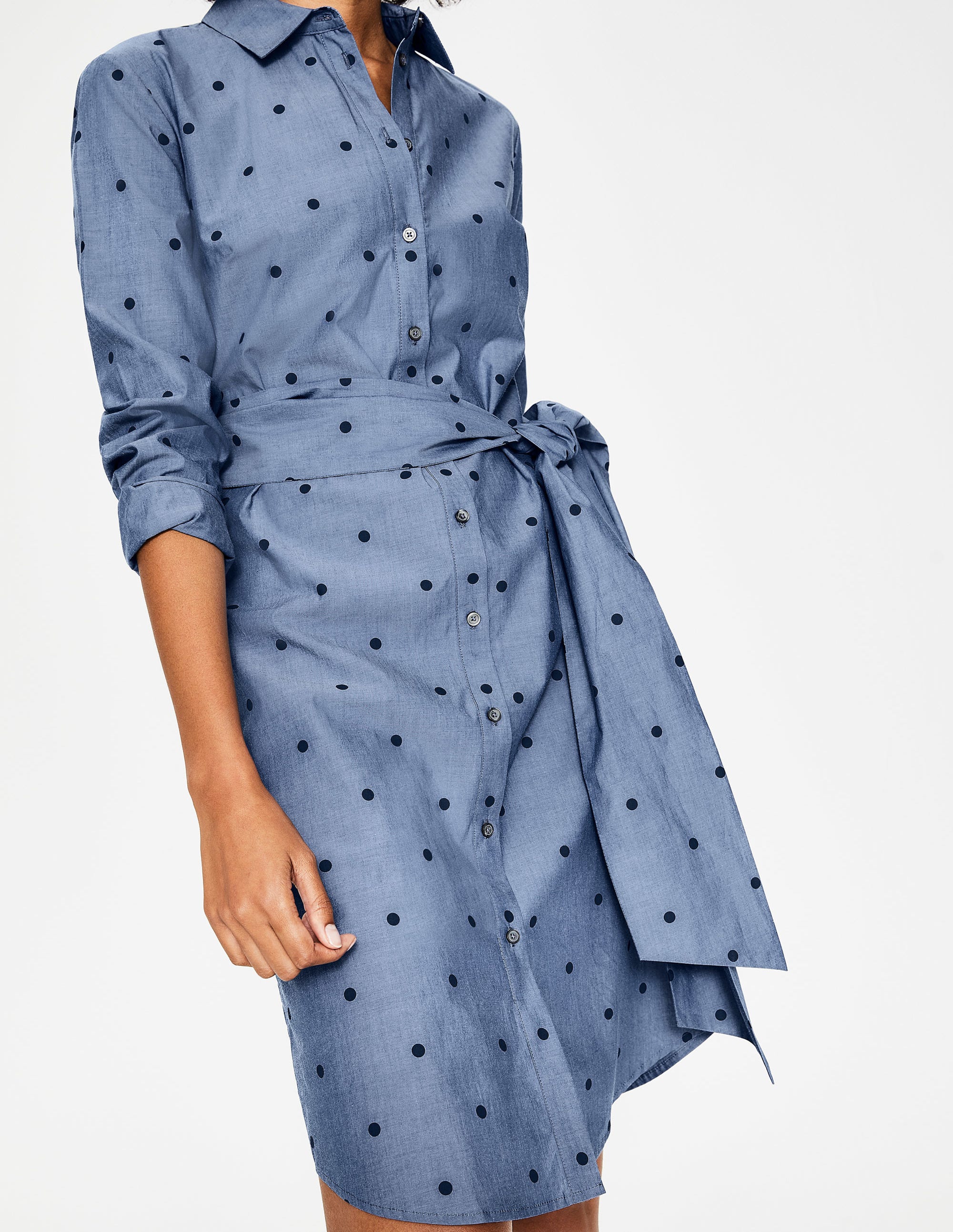 navy spot shirt dress