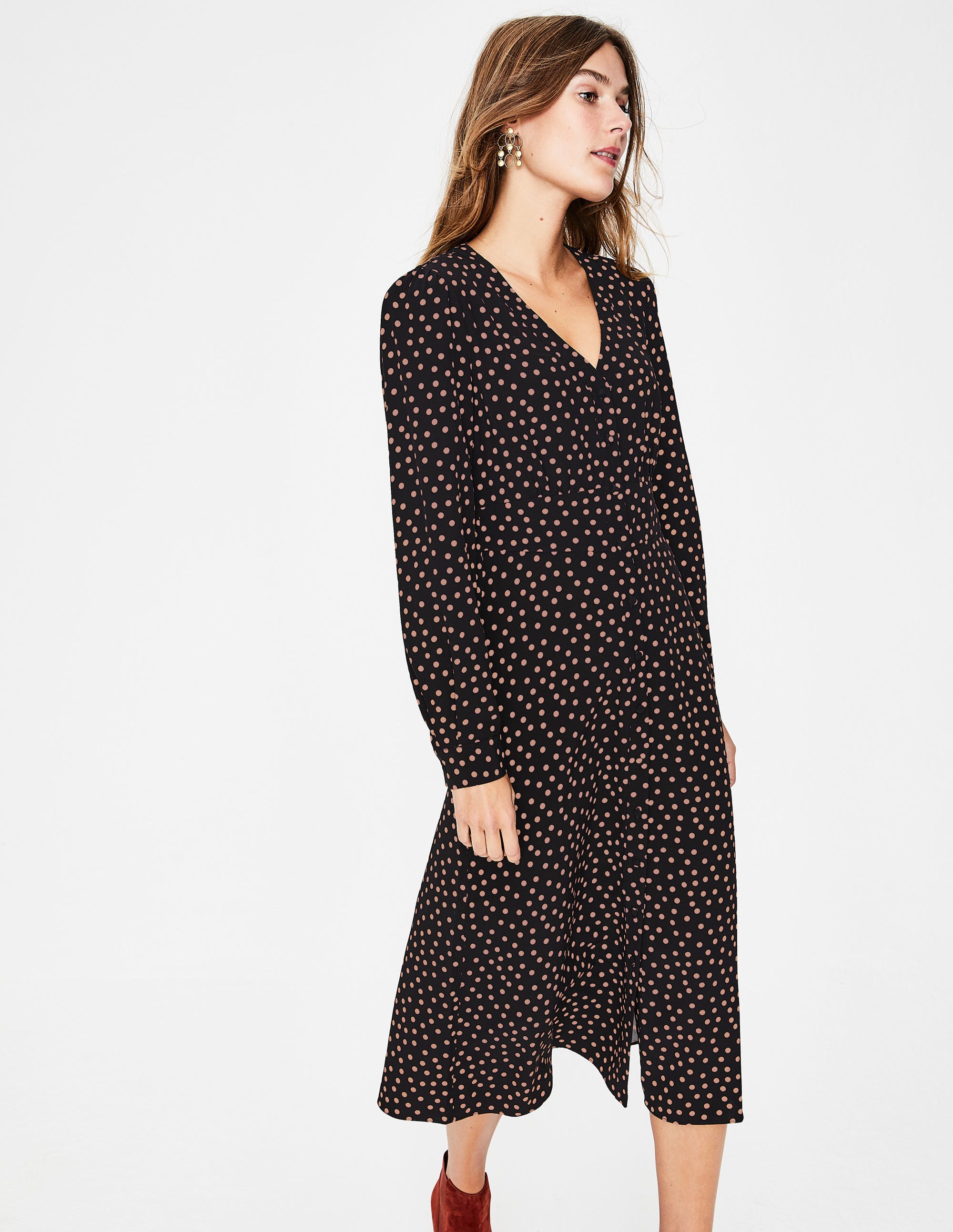 Robe midi Elsie BLK Femme Boden, Black