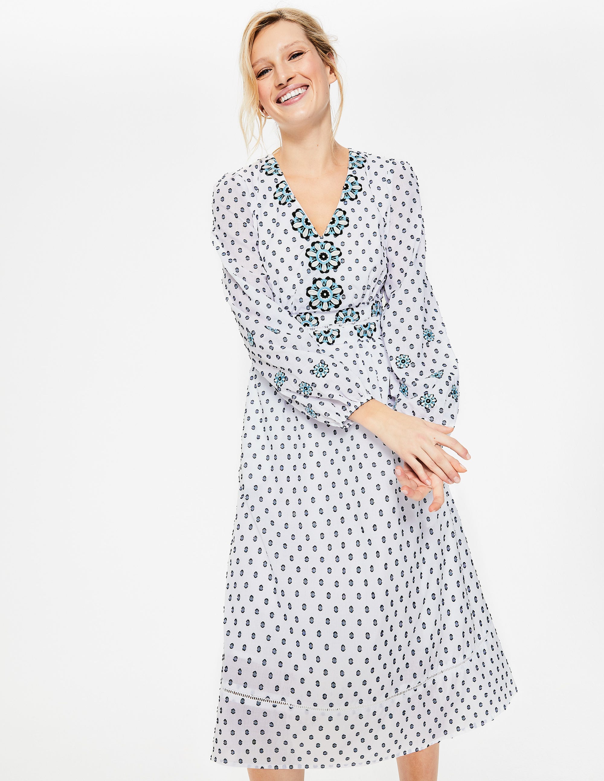 navy spot dress