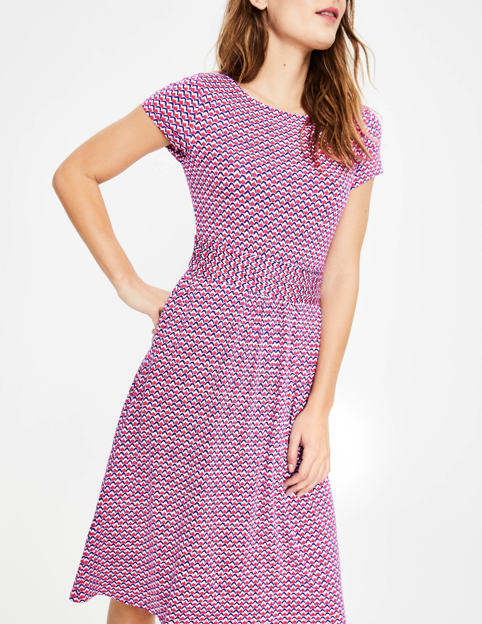 Amelie Jersey Dress Strawberry Split Sketchy Geo Boden US