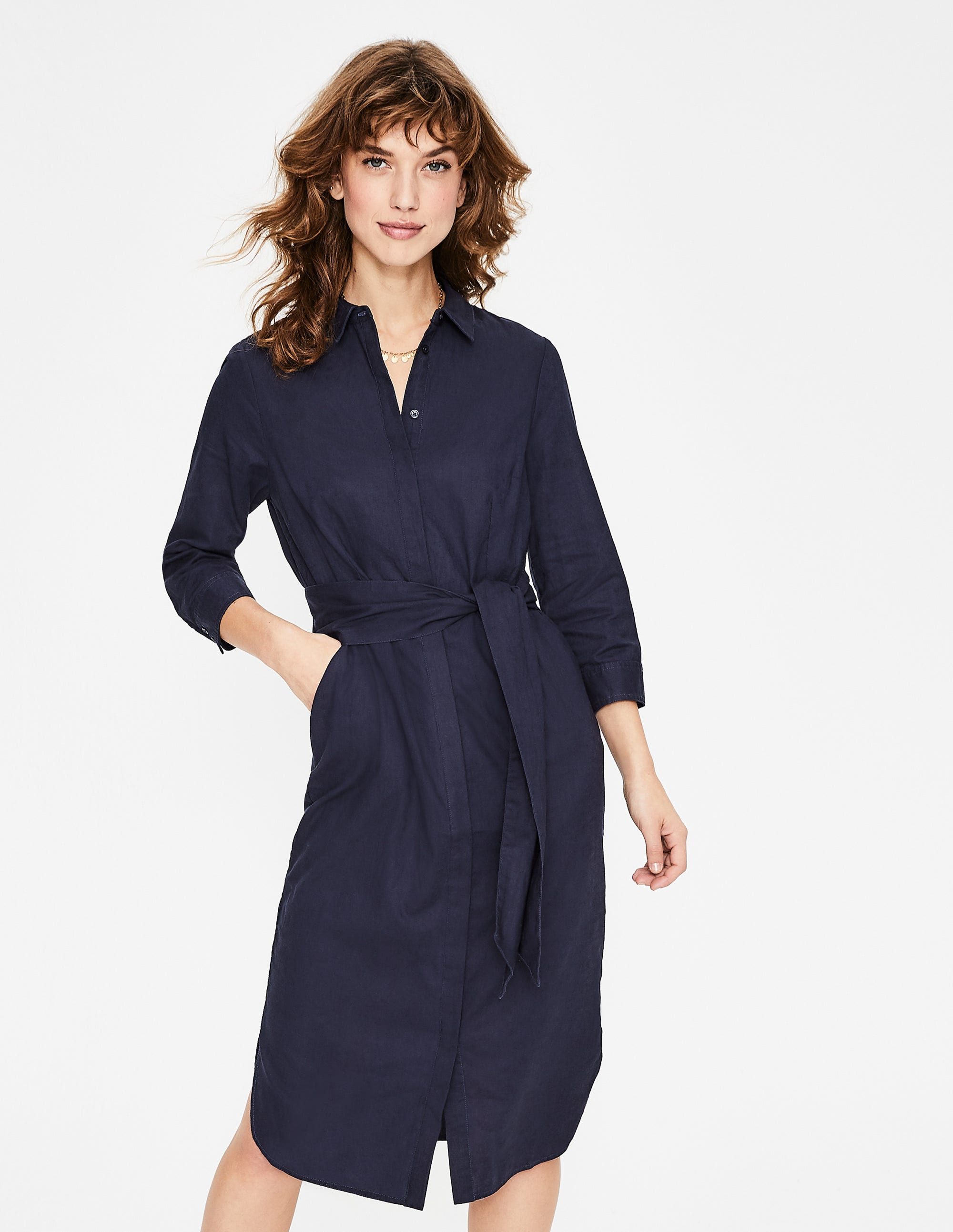 freya linen shirt dress