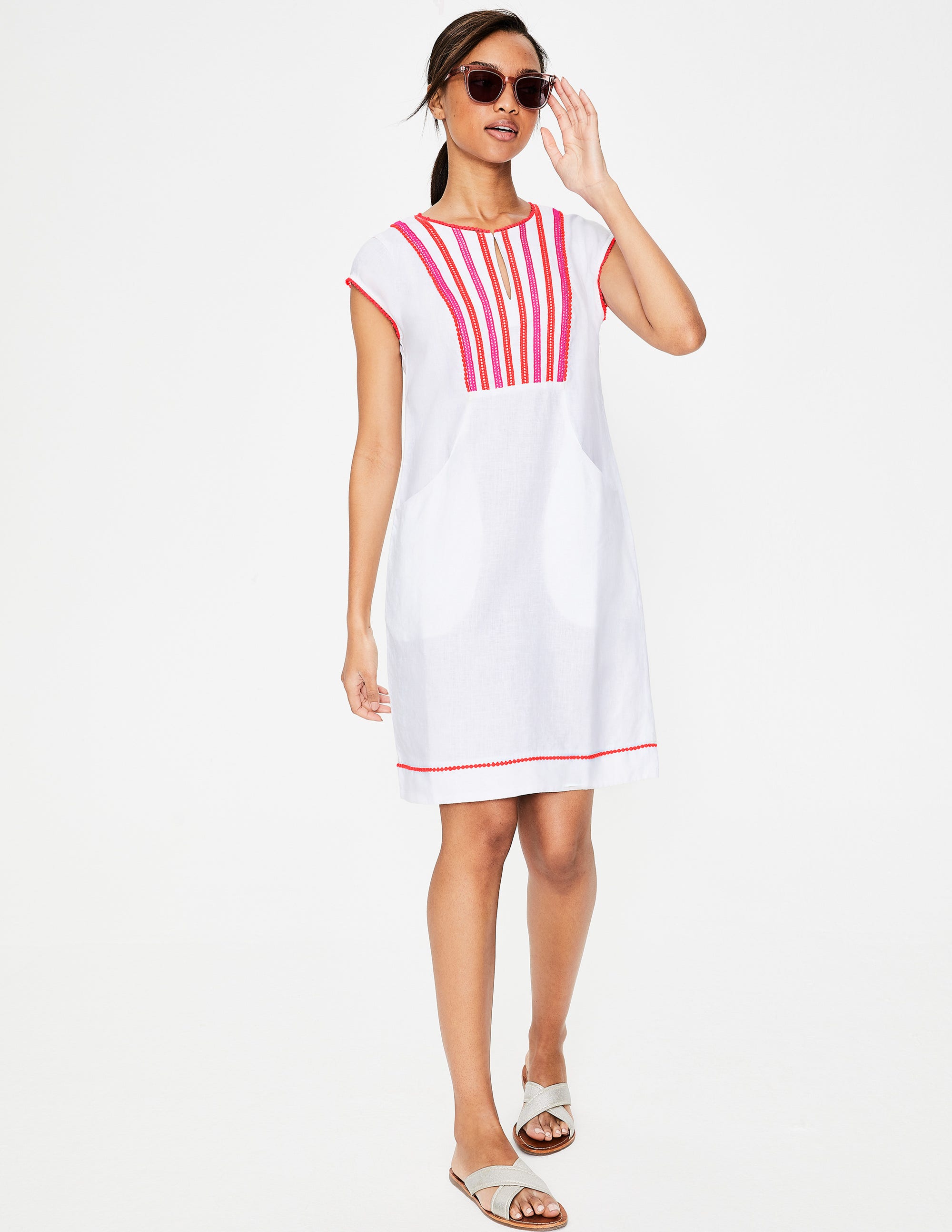 boden white linen dress
