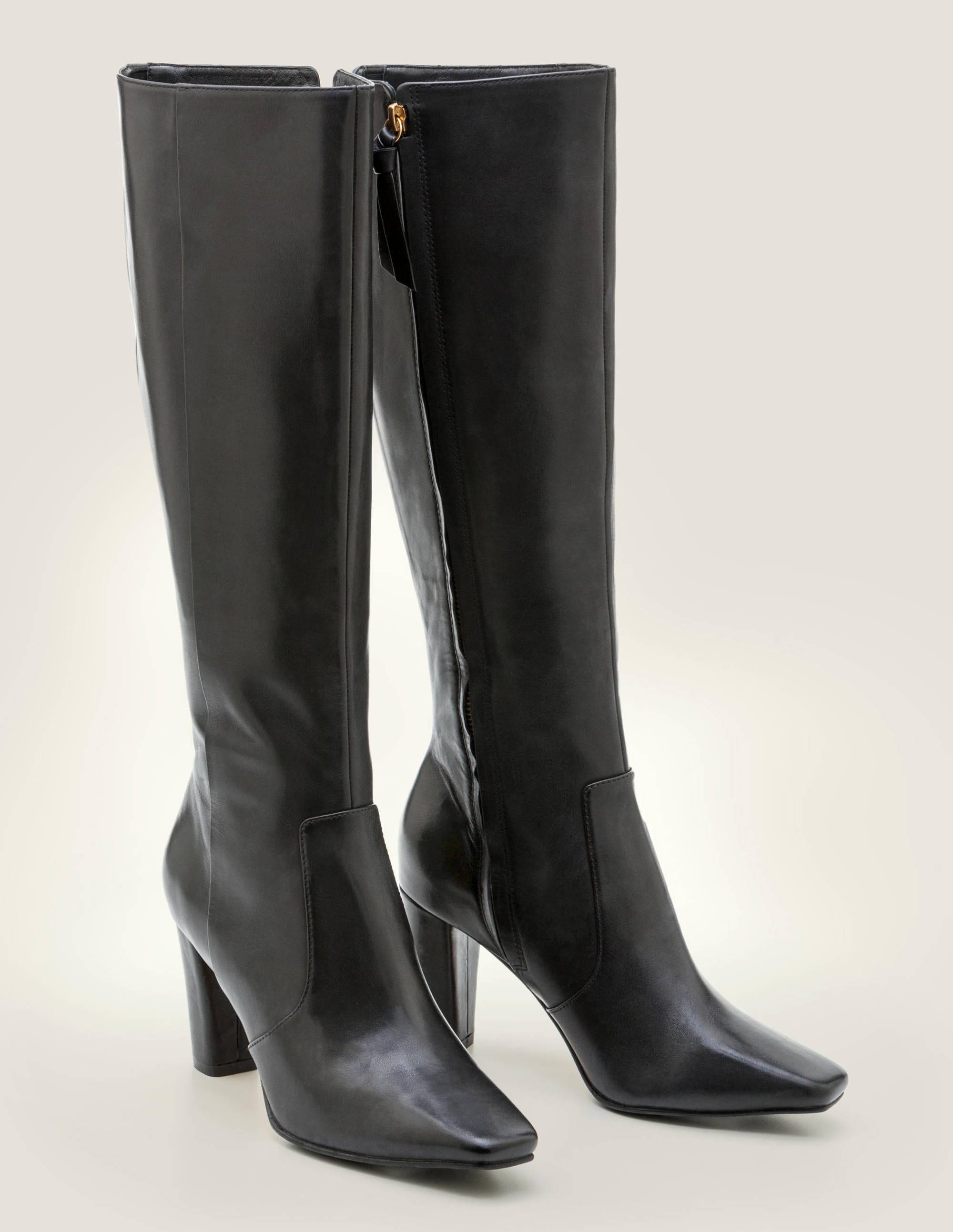 knee high leather boots with heel