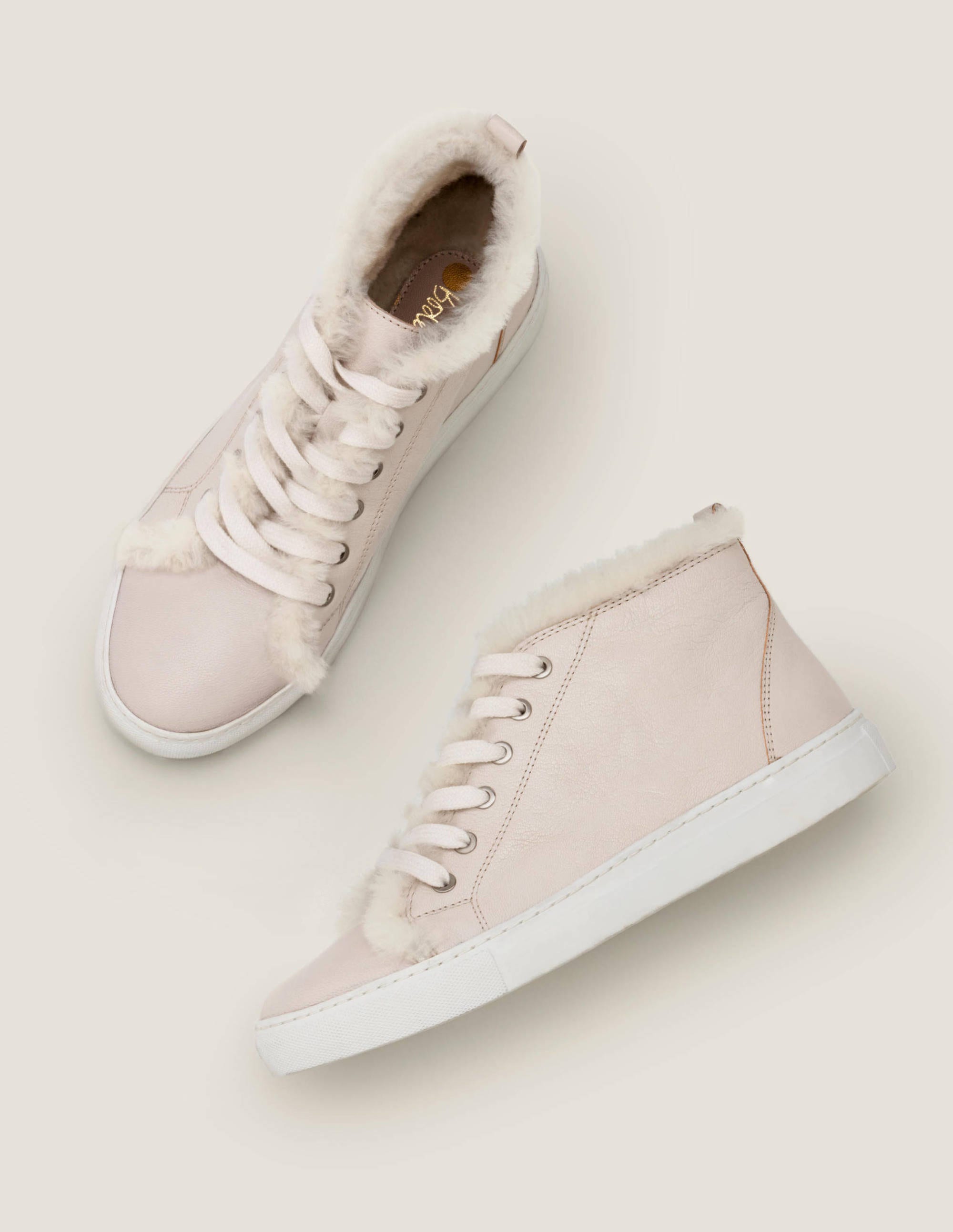 Shearling High Top Sneakers - Ecru 