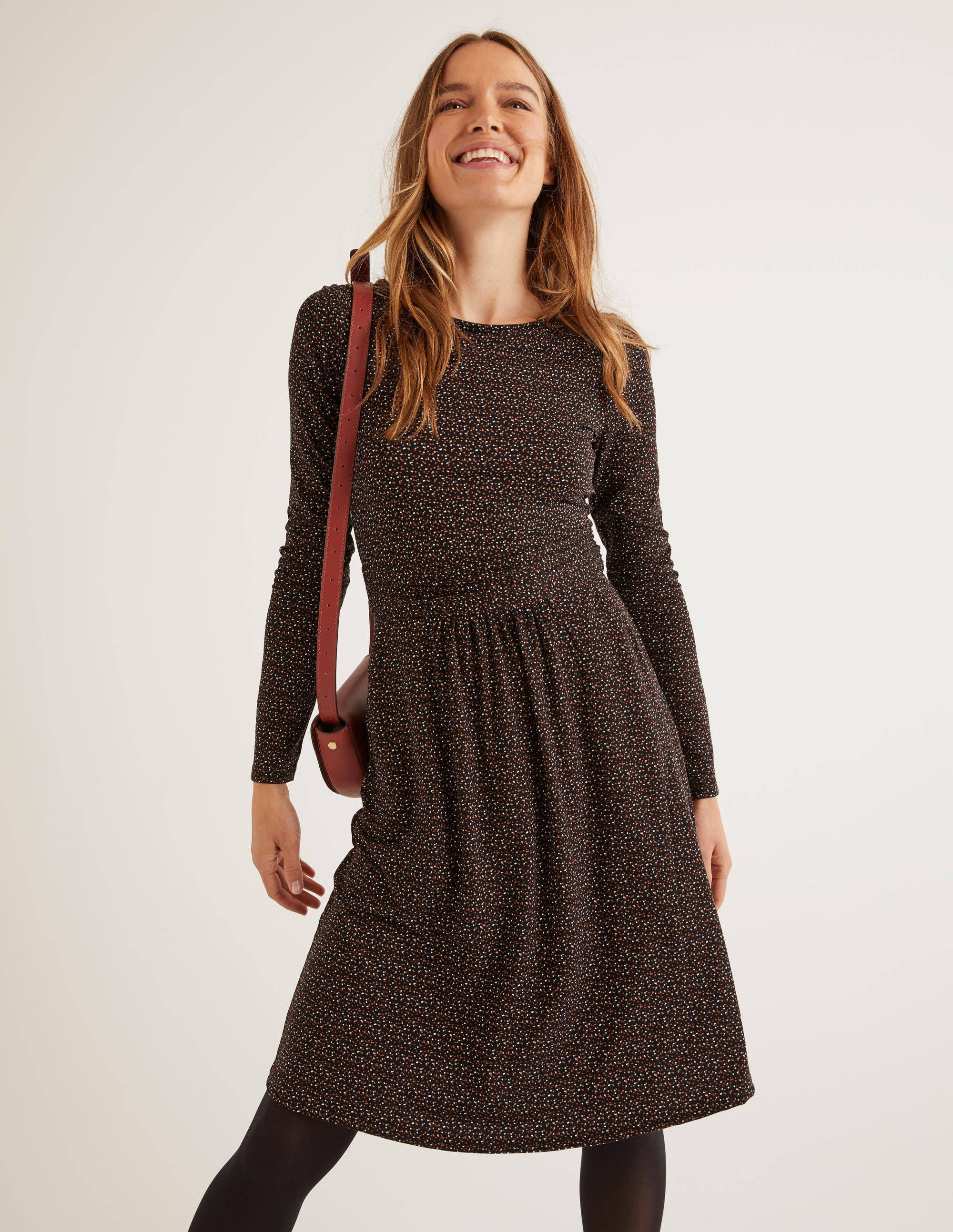 Abigail Jersey Dress Black Confetti Spot Boden Uk