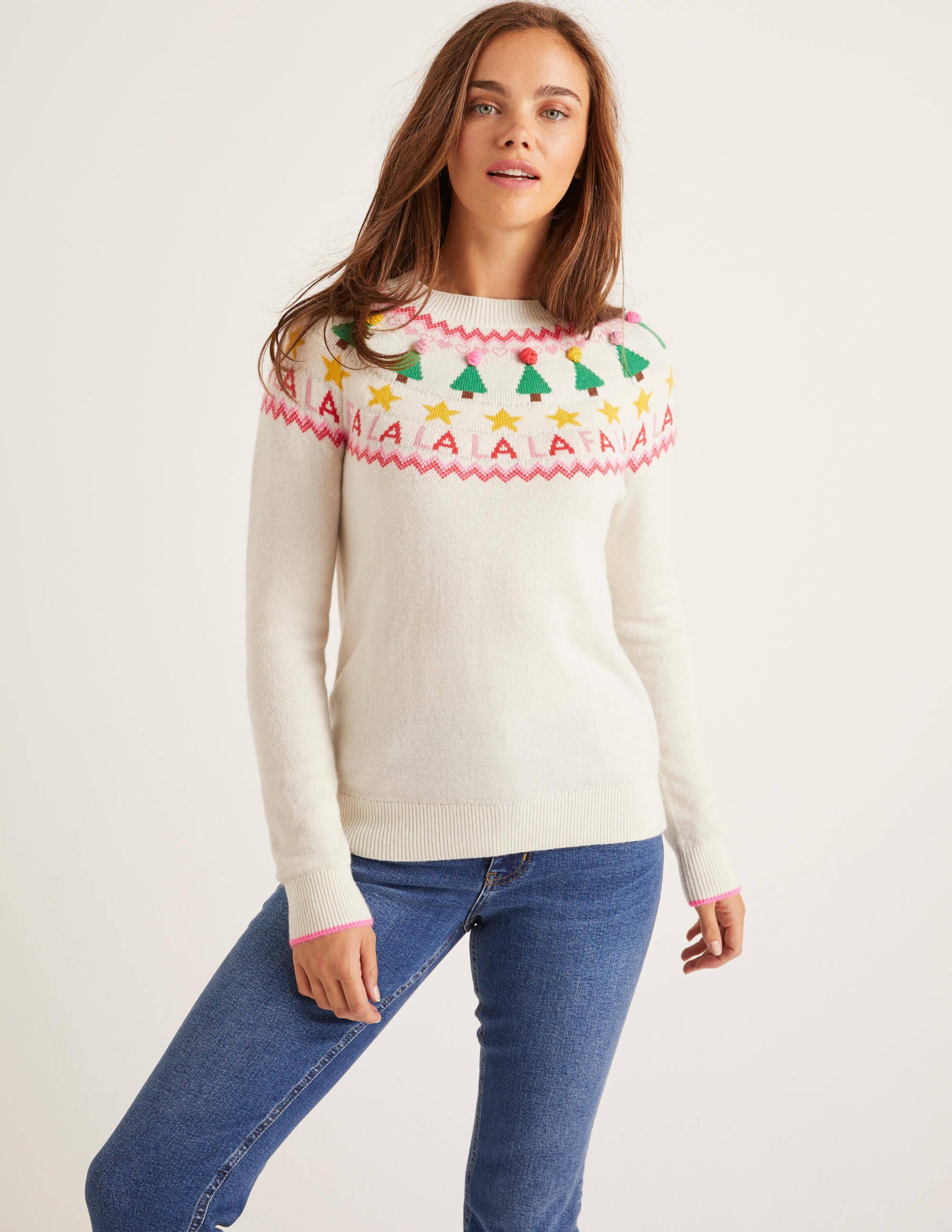 Festive Fair Isle Sweater Ivory Boden US