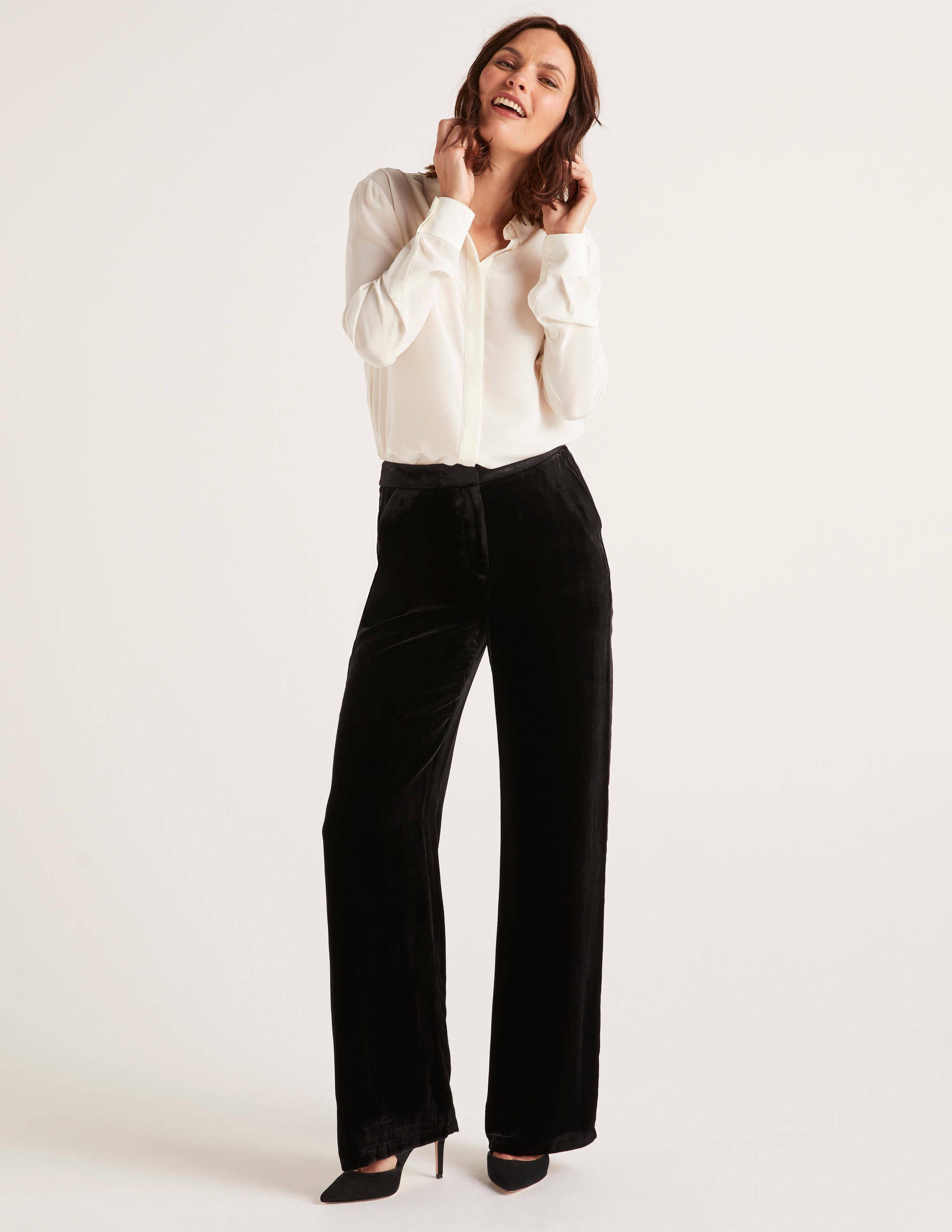 ladies black velvet pants