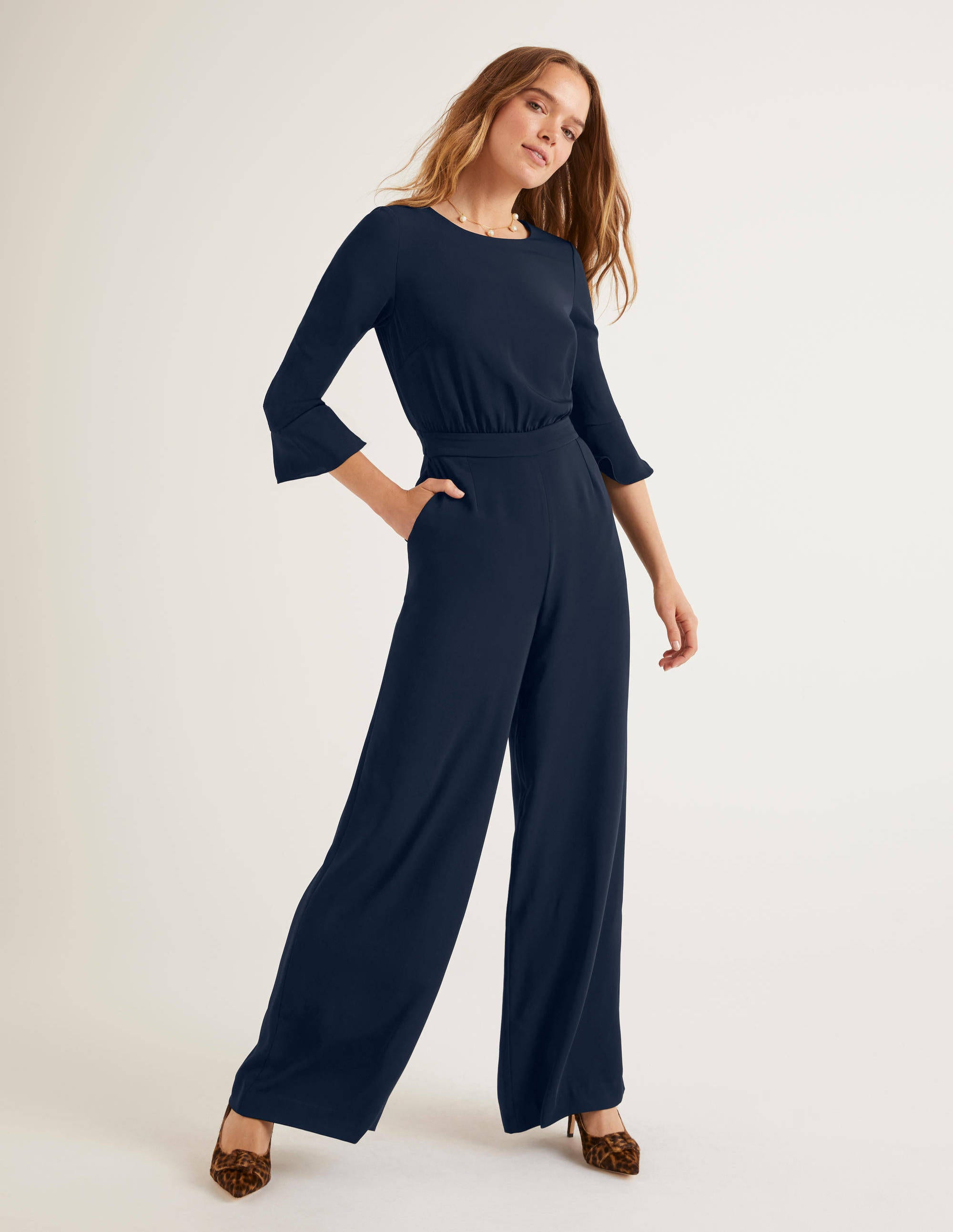navy frill jumpsuit