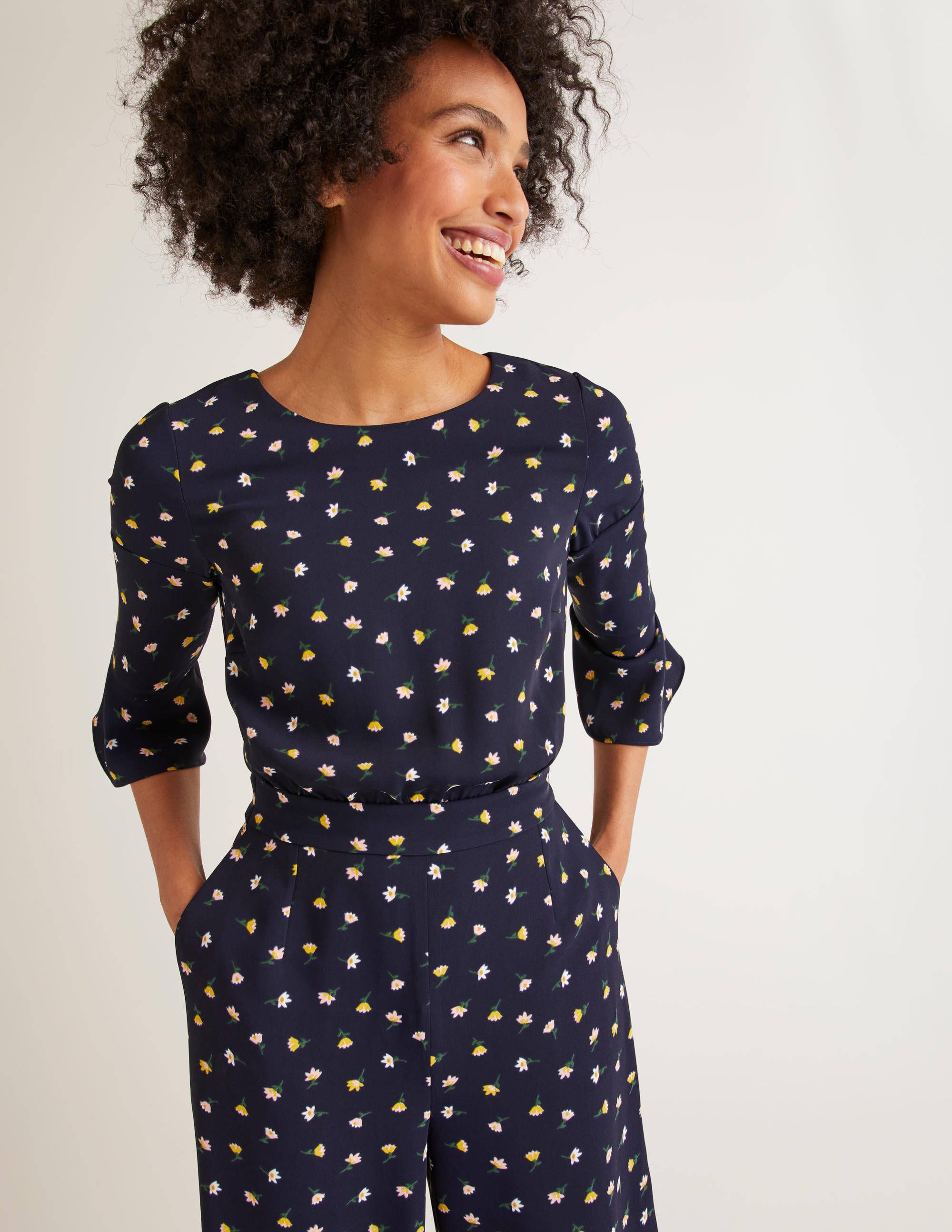Agnes Jumpsuit Navy Country Ditsy Multi Boden EU