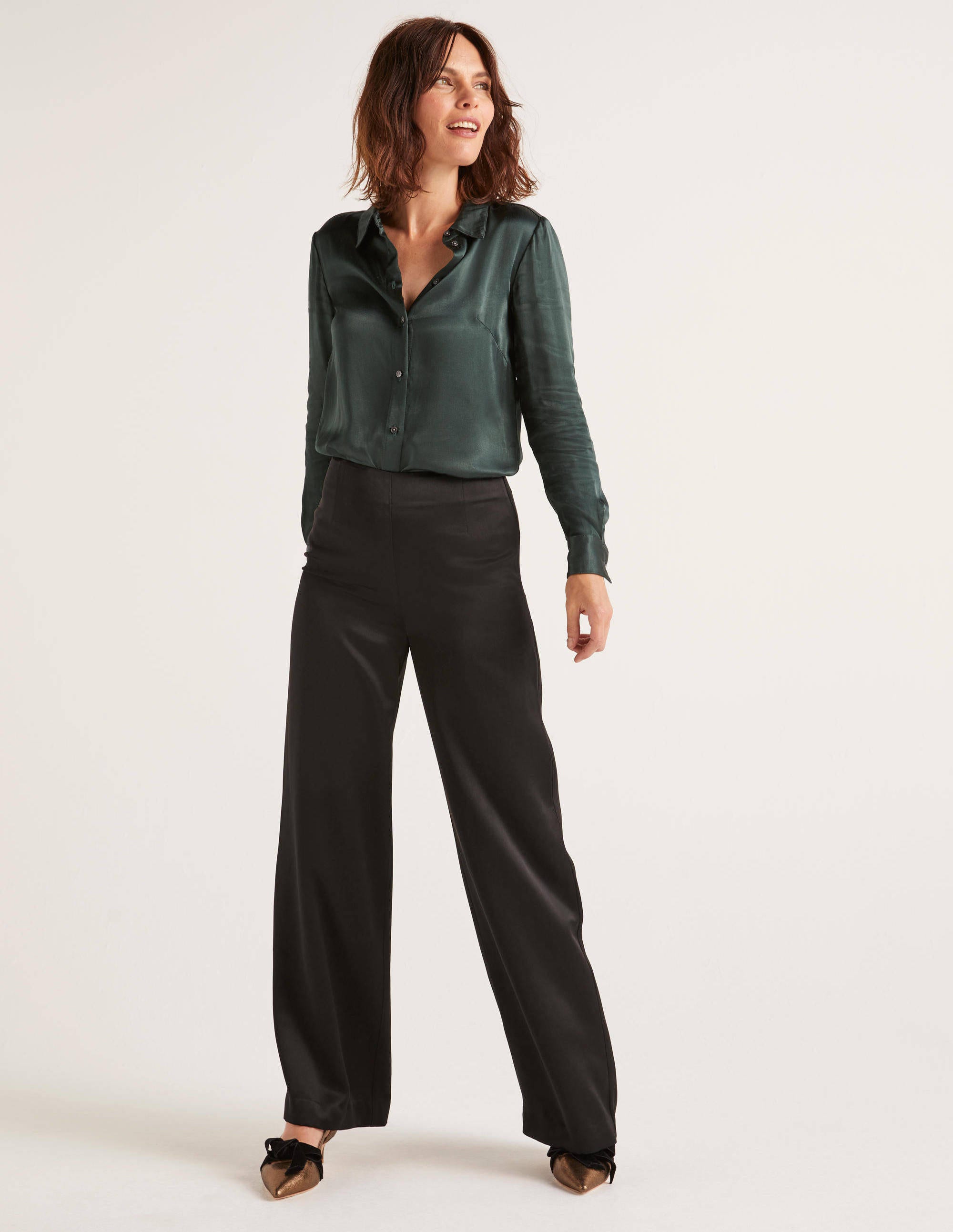 black satin trousers