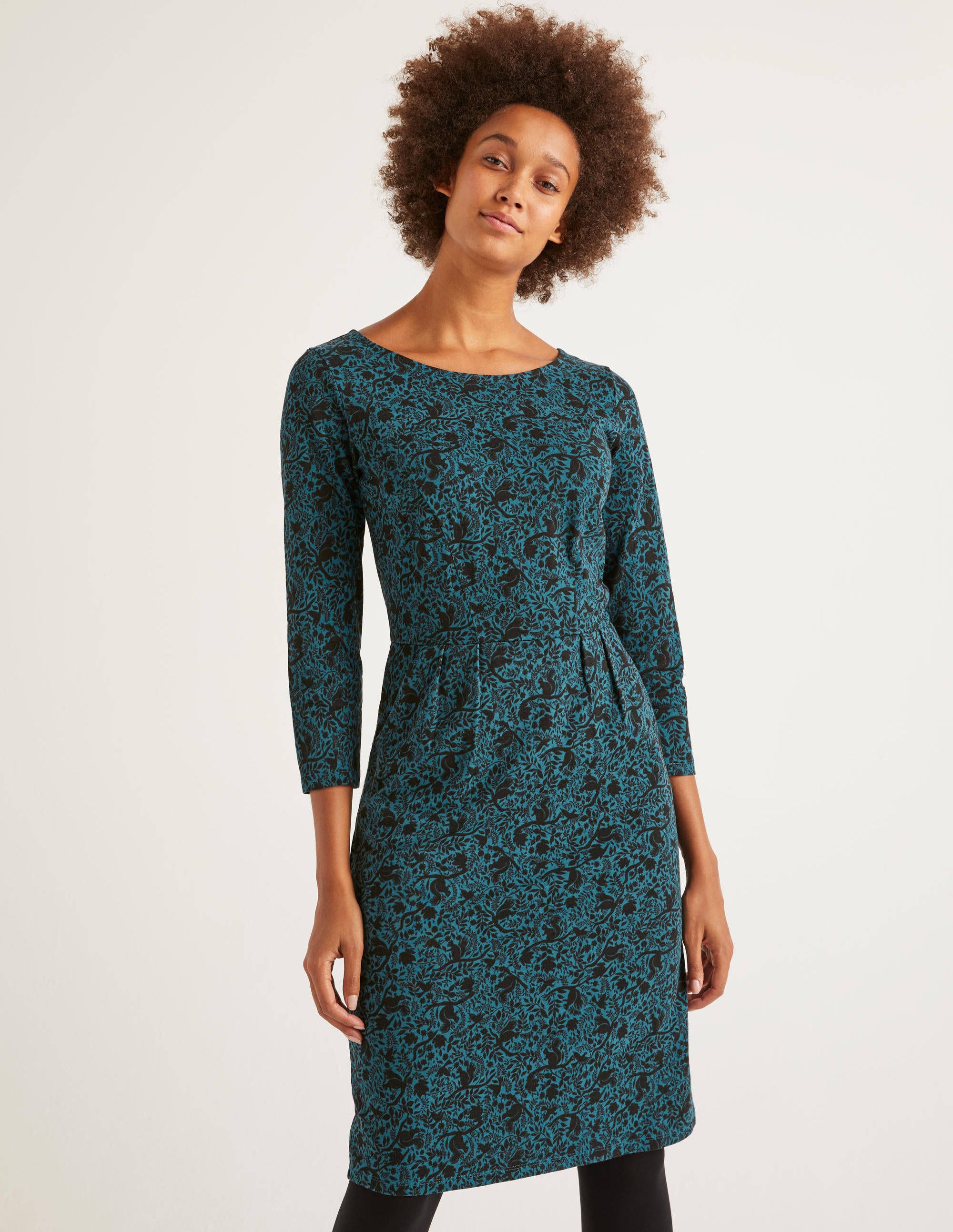 Penny Jersey Dress - Black/Baltic Tree Squirrel | Boden UK